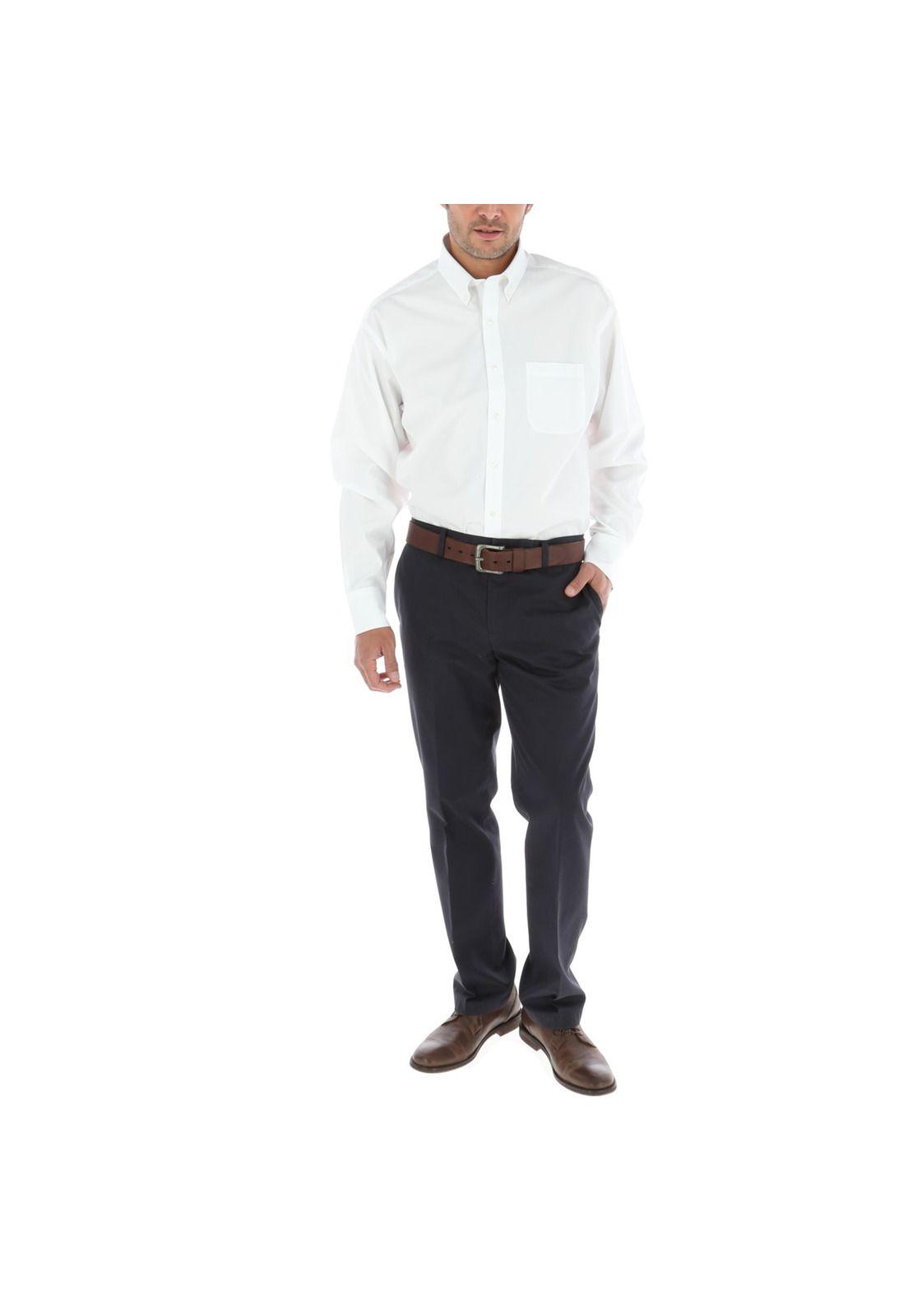 Camisa Algodón Libre De Arrugas Blanco Hombre-4