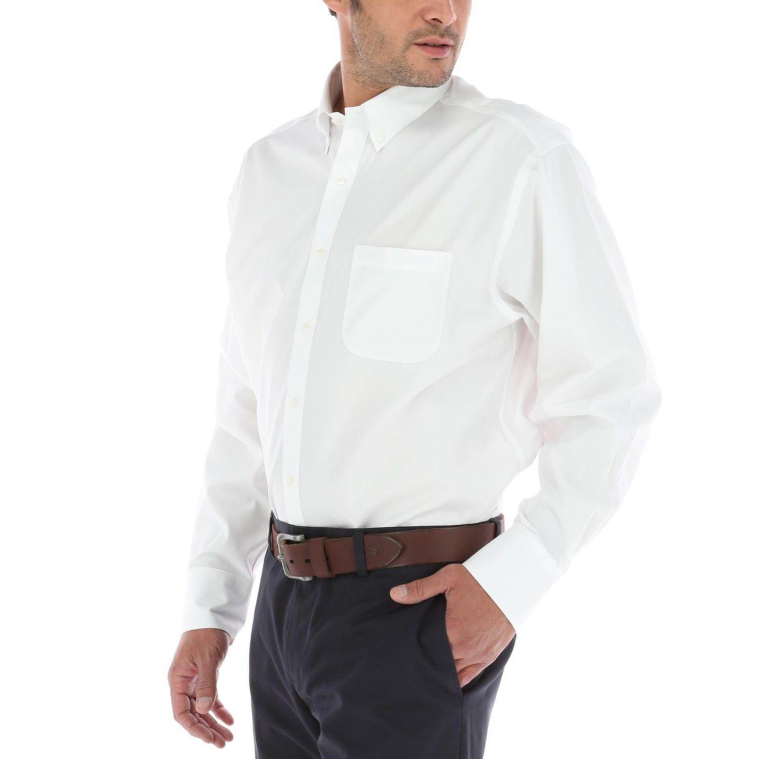 Camisa Algodón Libre De Arrugas Blanco Hombre-2