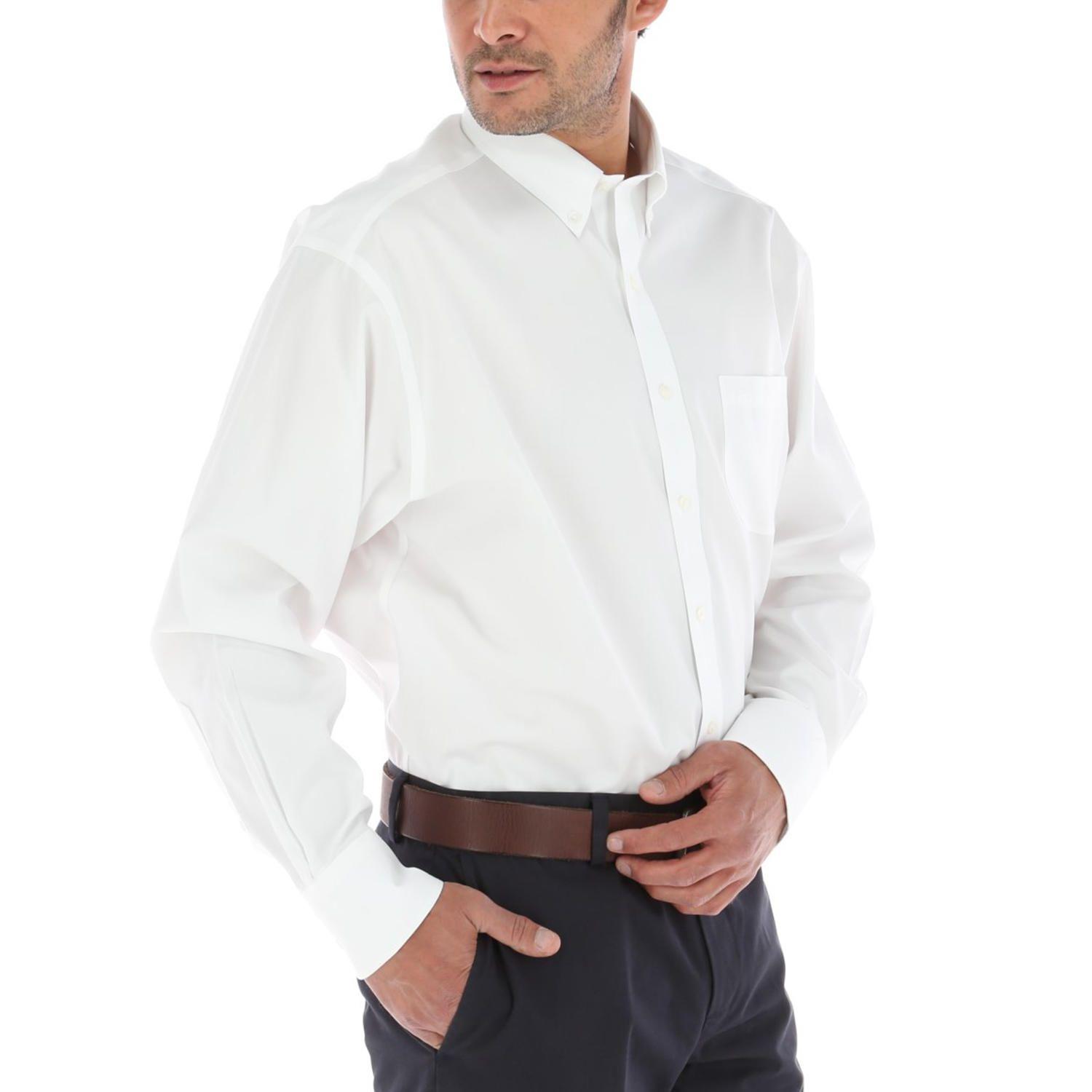 Camisa Algodón Libre De Arrugas Blanco Hombre-3