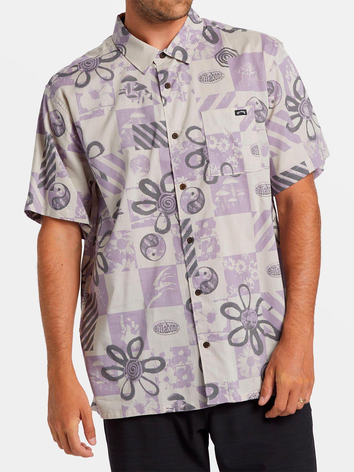 Camisa Hombre Double Vision Purple Flowers-1