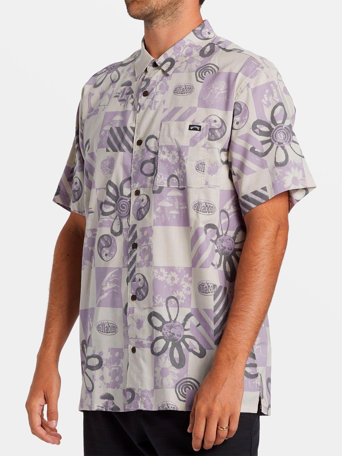 Camisa Hombre Double Vision Purple Flowers-2