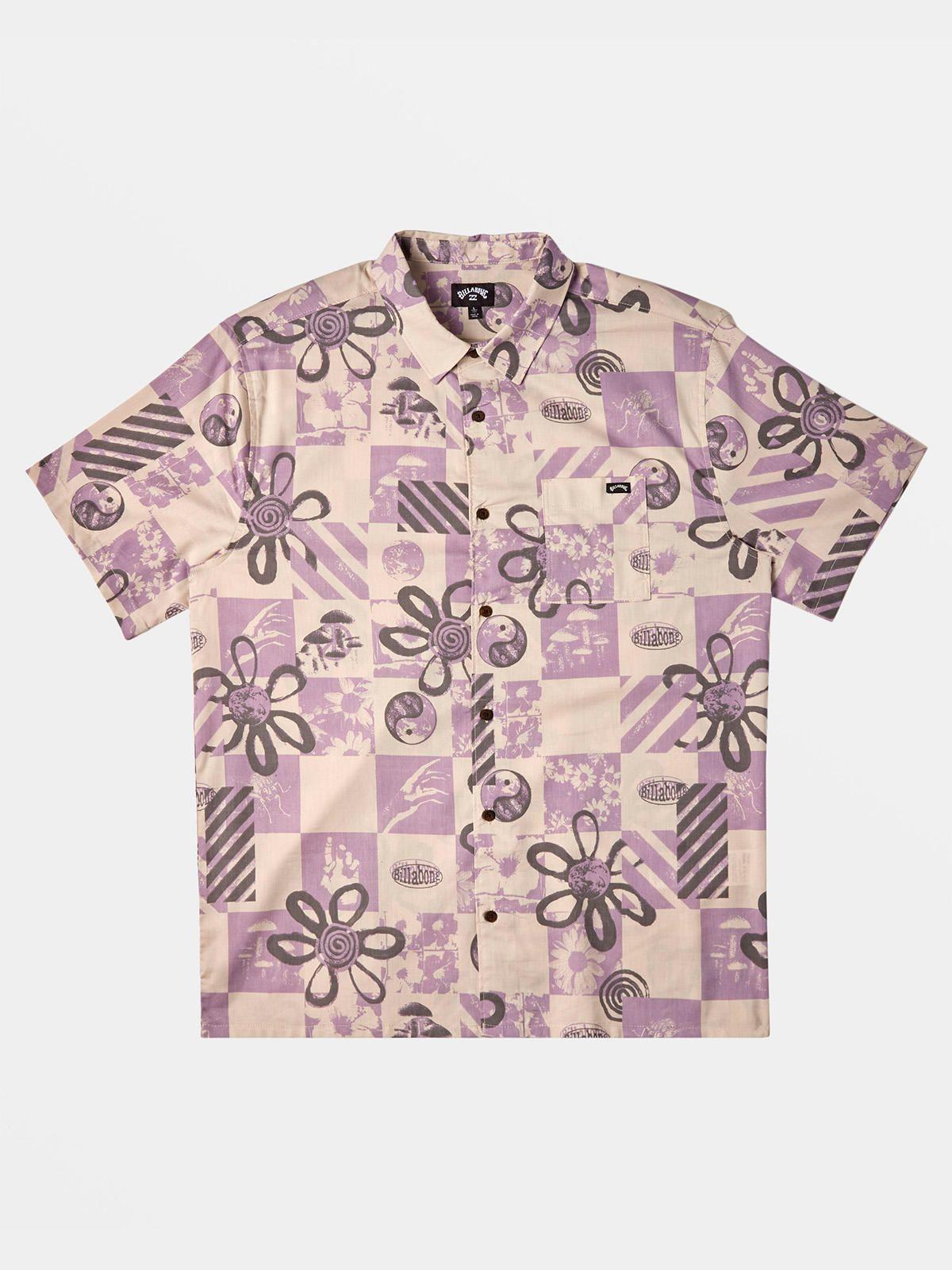 Camisa Hombre Double Vision Purple Flowers-5