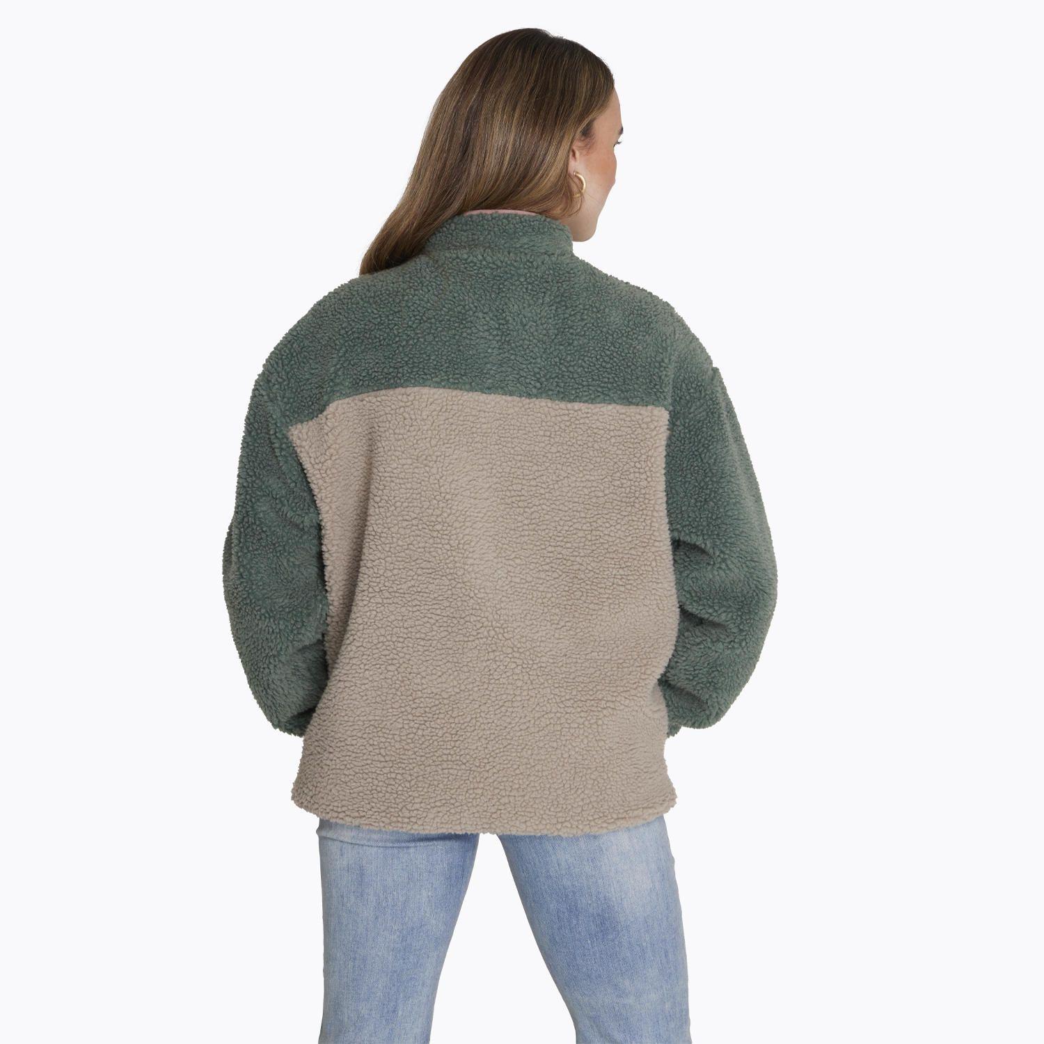 Polar Half Zipper Sherpa Verde Mujer-1