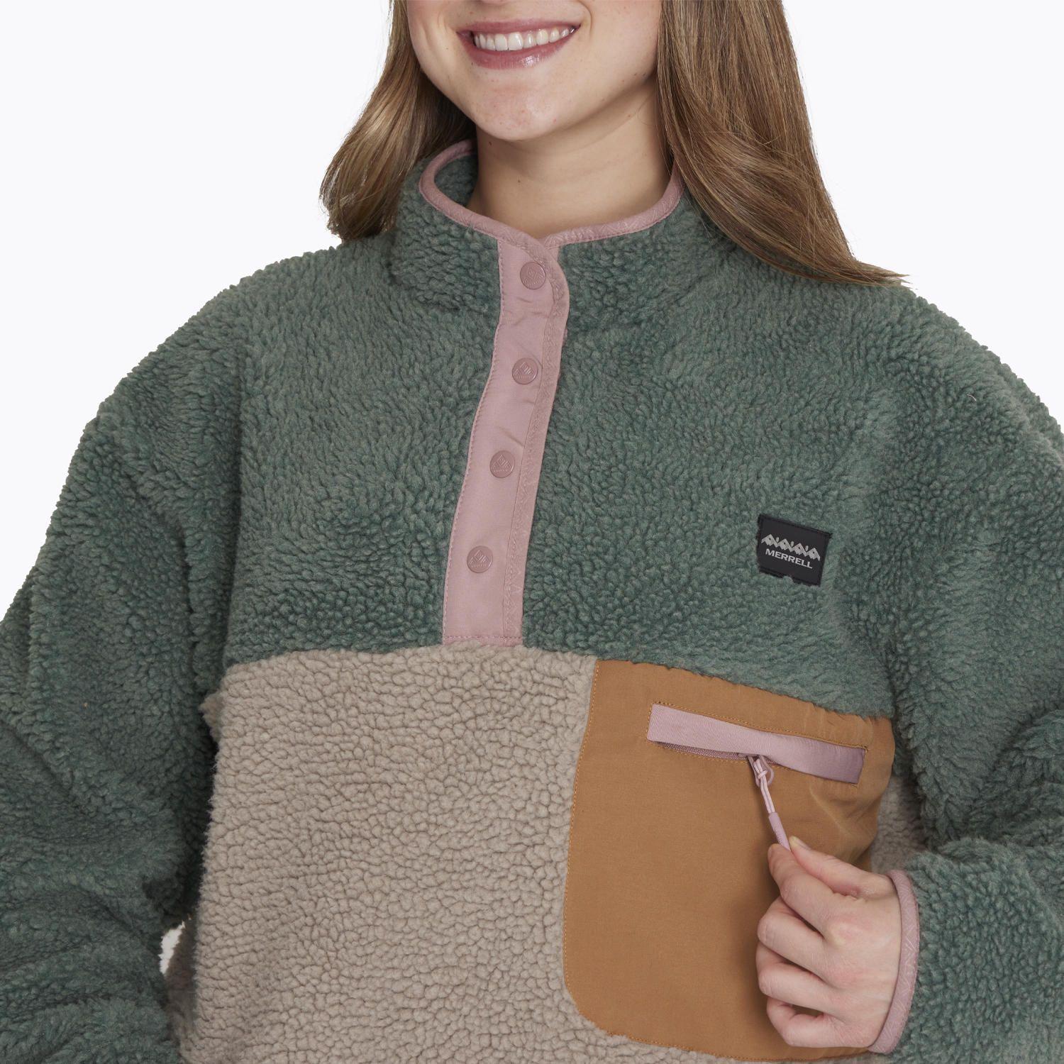 Polar Half Zipper Sherpa Verde Mujer-3