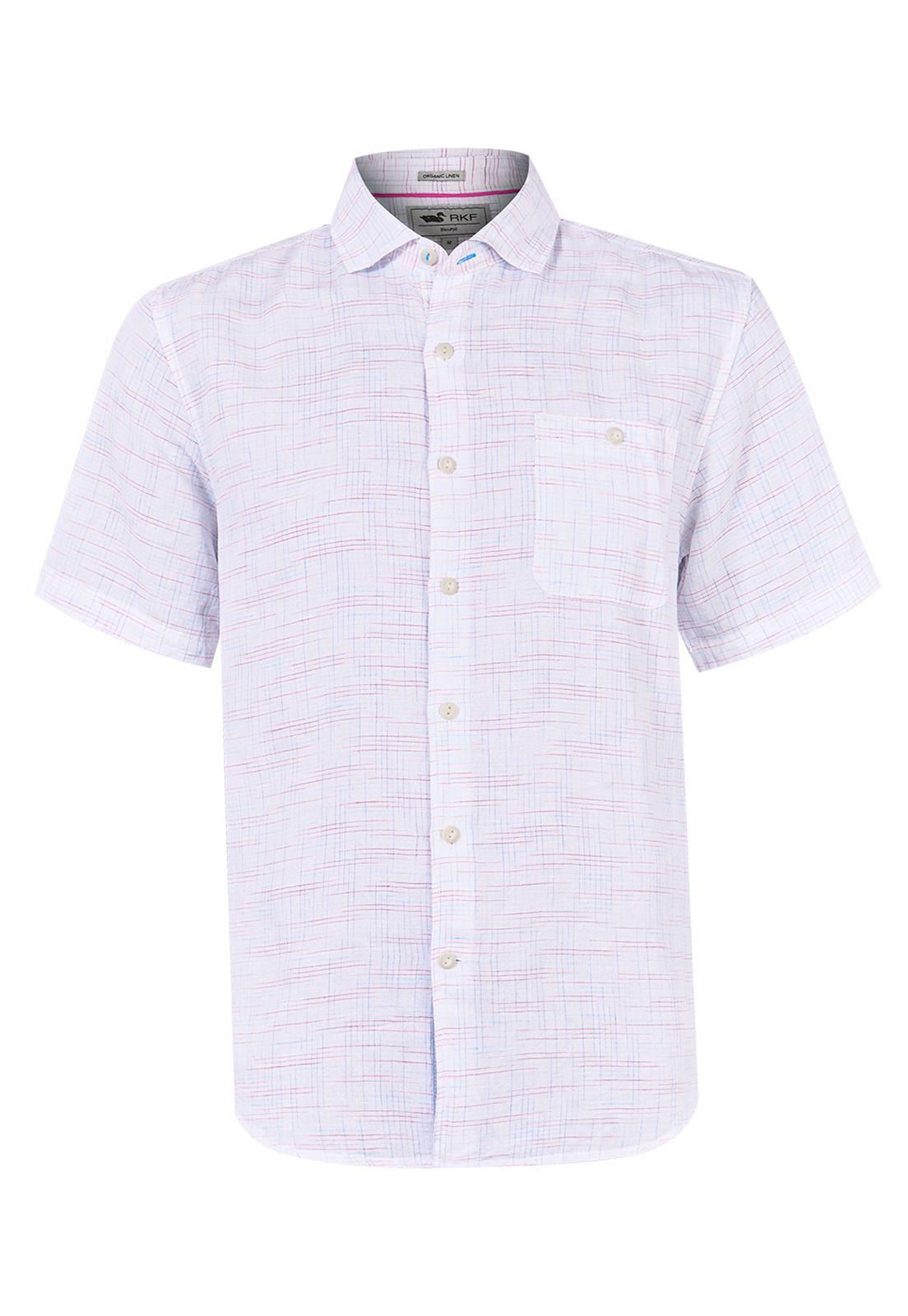 camisa Lino Orgánico Rojo Marbled Hombre -0