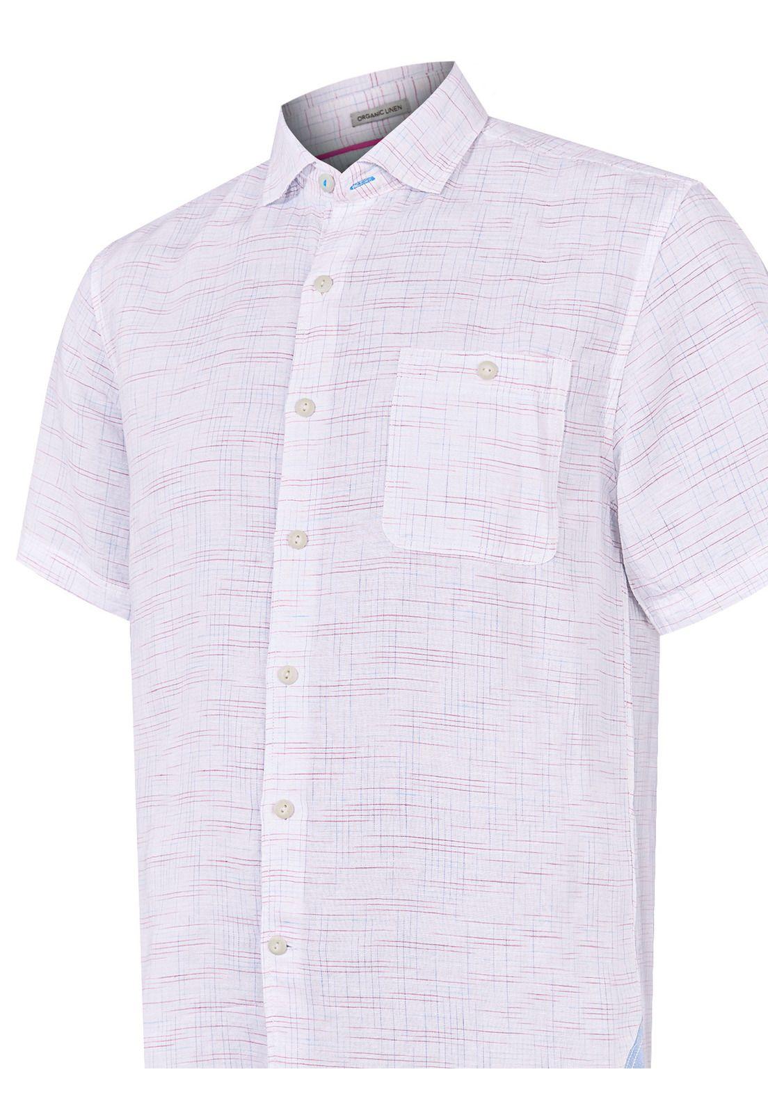 camisa Lino Orgánico Rojo Marbled Hombre -3
