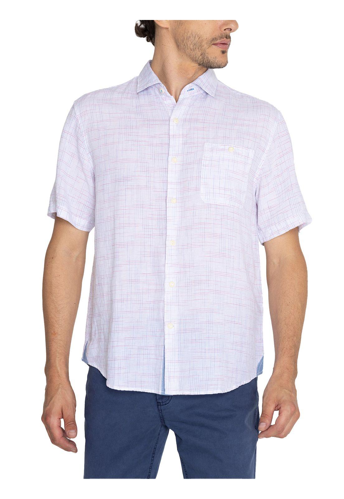 camisa Lino Orgánico Rojo Marbled Hombre -4