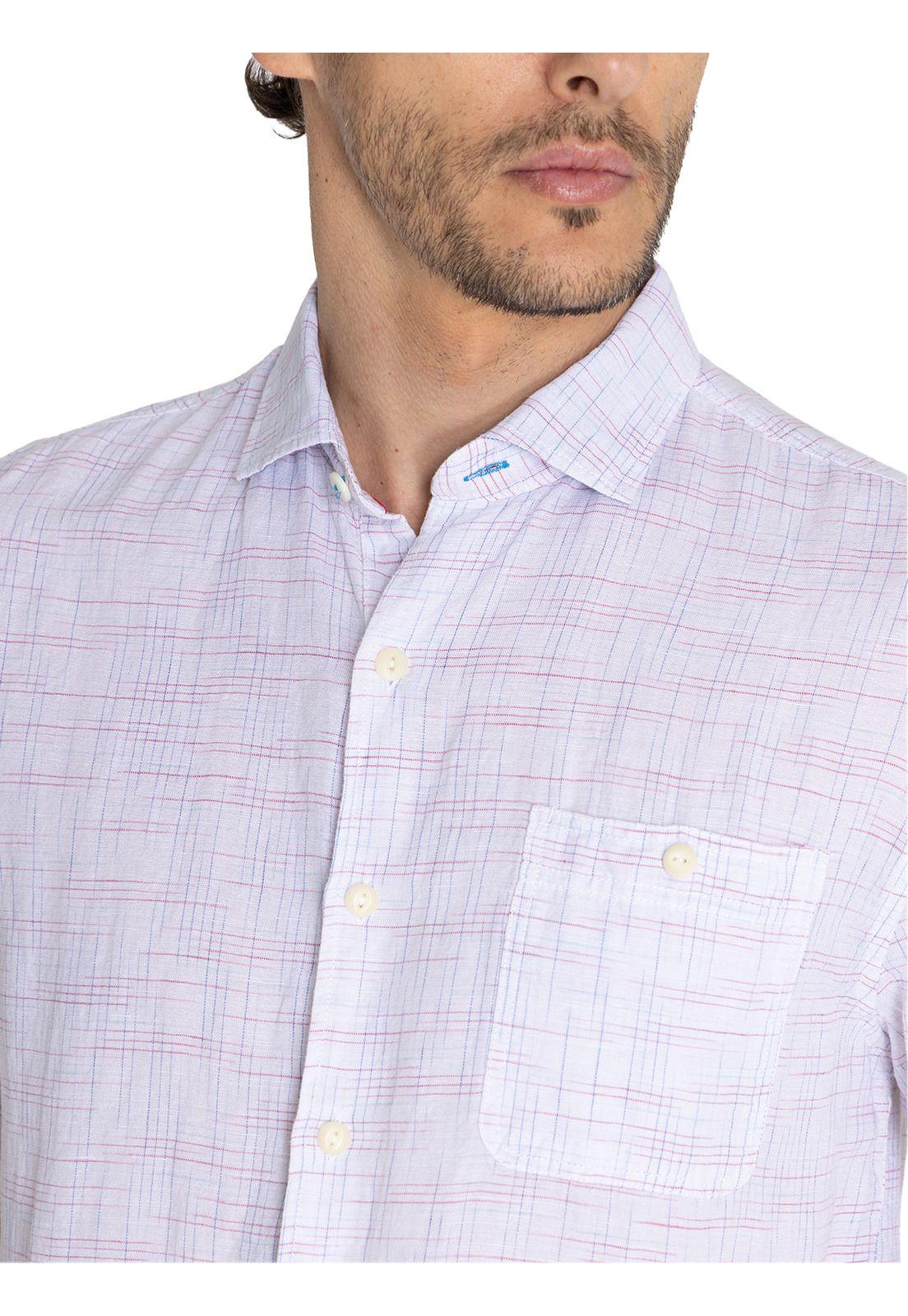 camisa Lino Orgánico Rojo Marbled Hombre -6