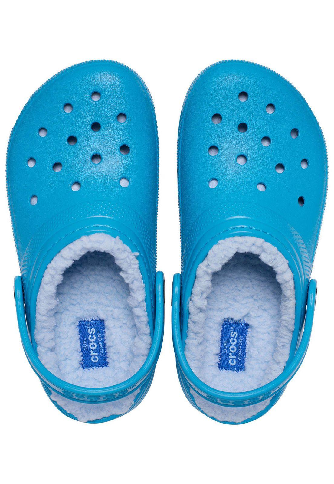Zueco Crocs Niño Classic Lined Chiporro Azul-4