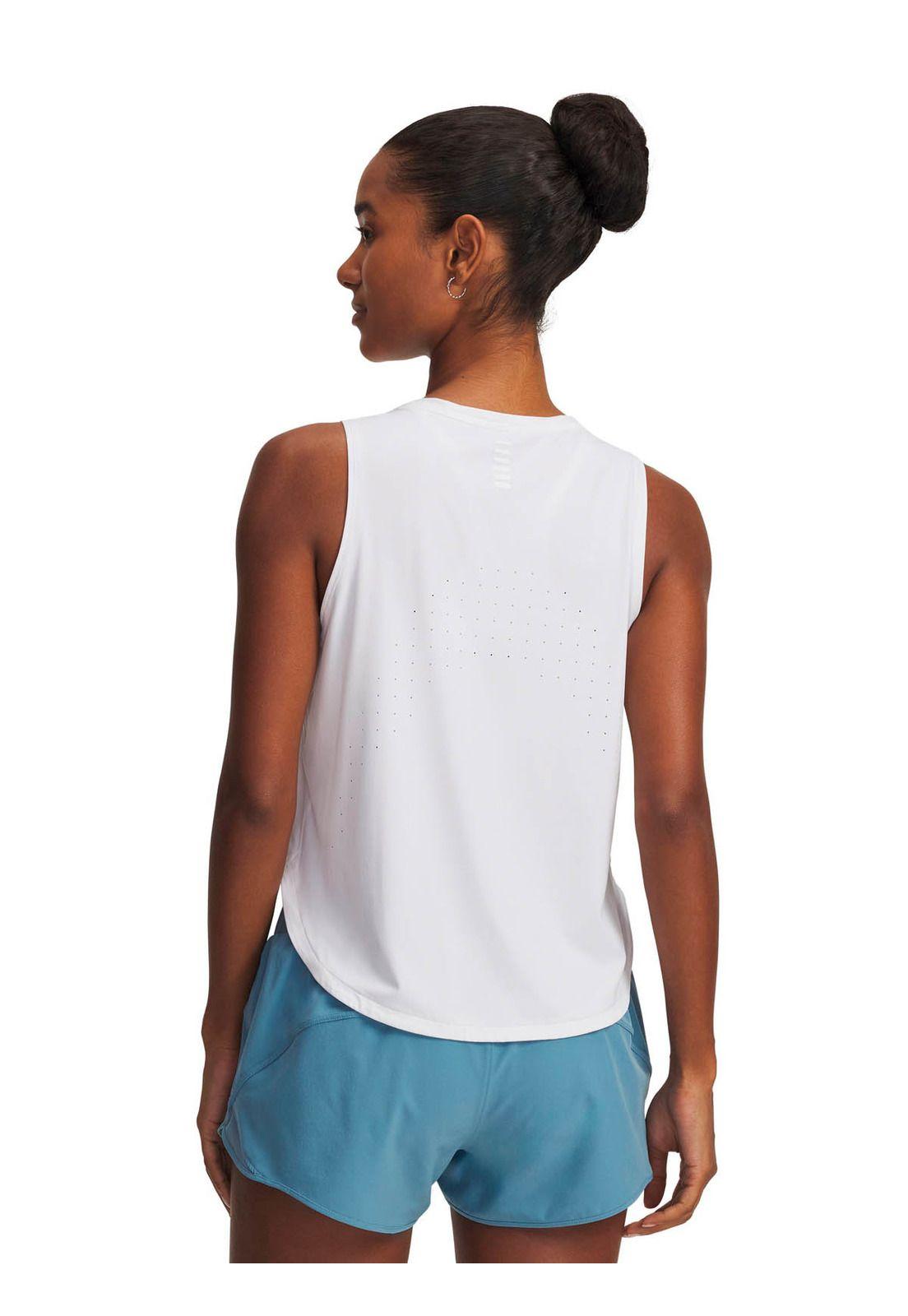 Polera sin mangas Running  mujer Launch Elite blanco -1