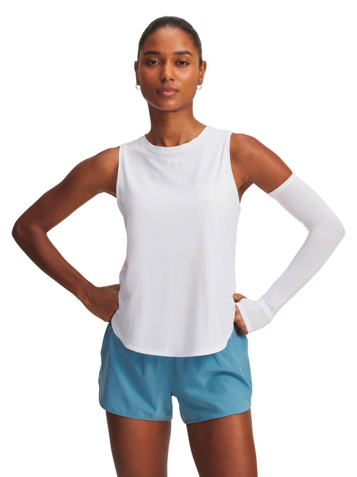 Polera sin mangas Running  mujer Launch Elite blanco -0
