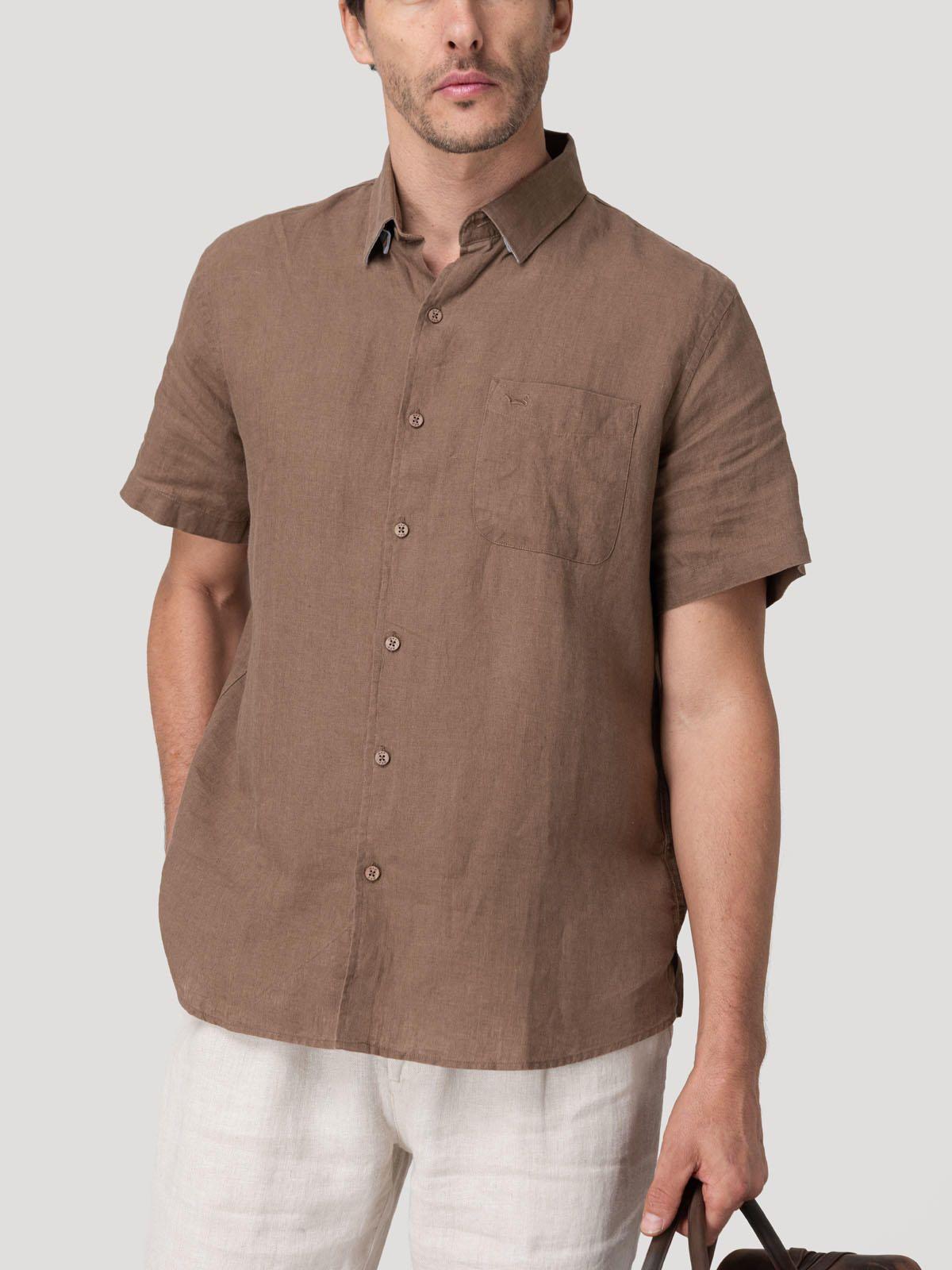 Camisa Lino Orgánico Hombre Linenshort Café-4