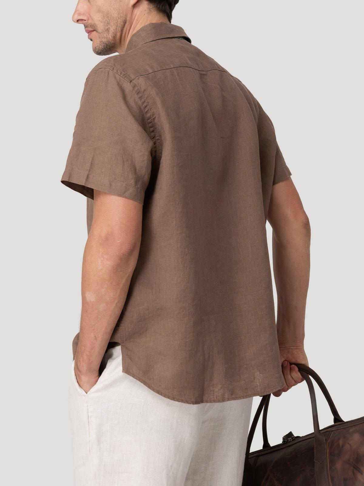 Camisa Lino Orgánico Hombre Linenshort Café-5
