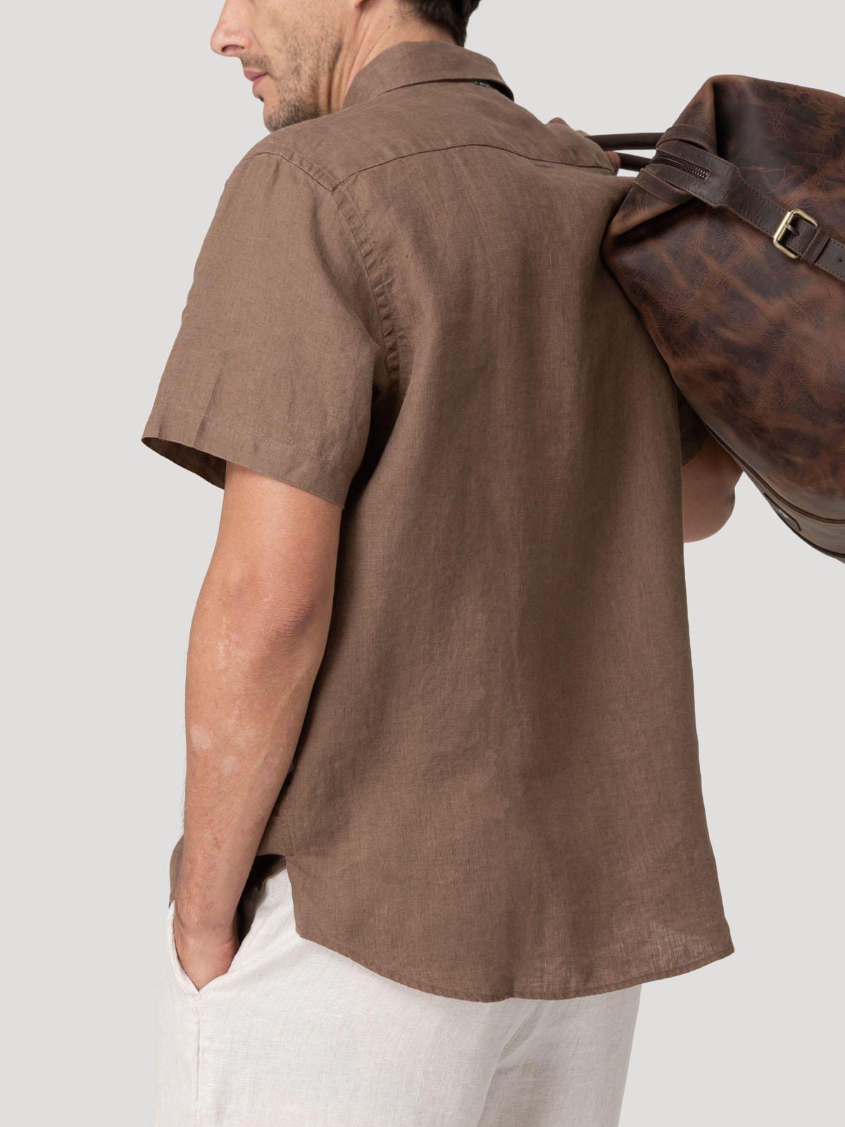 Camisa Lino Orgánico Hombre Linenshort Café-6