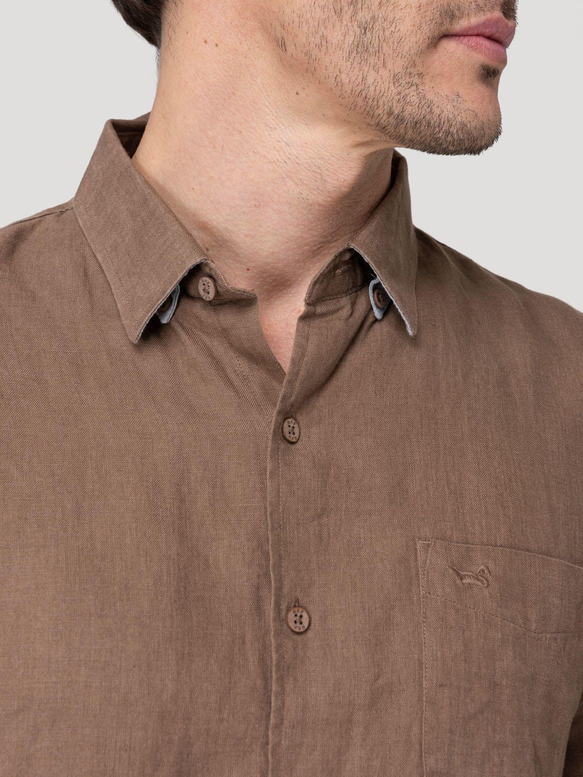 Camisa Lino Orgánico Hombre Linenshort Café-7