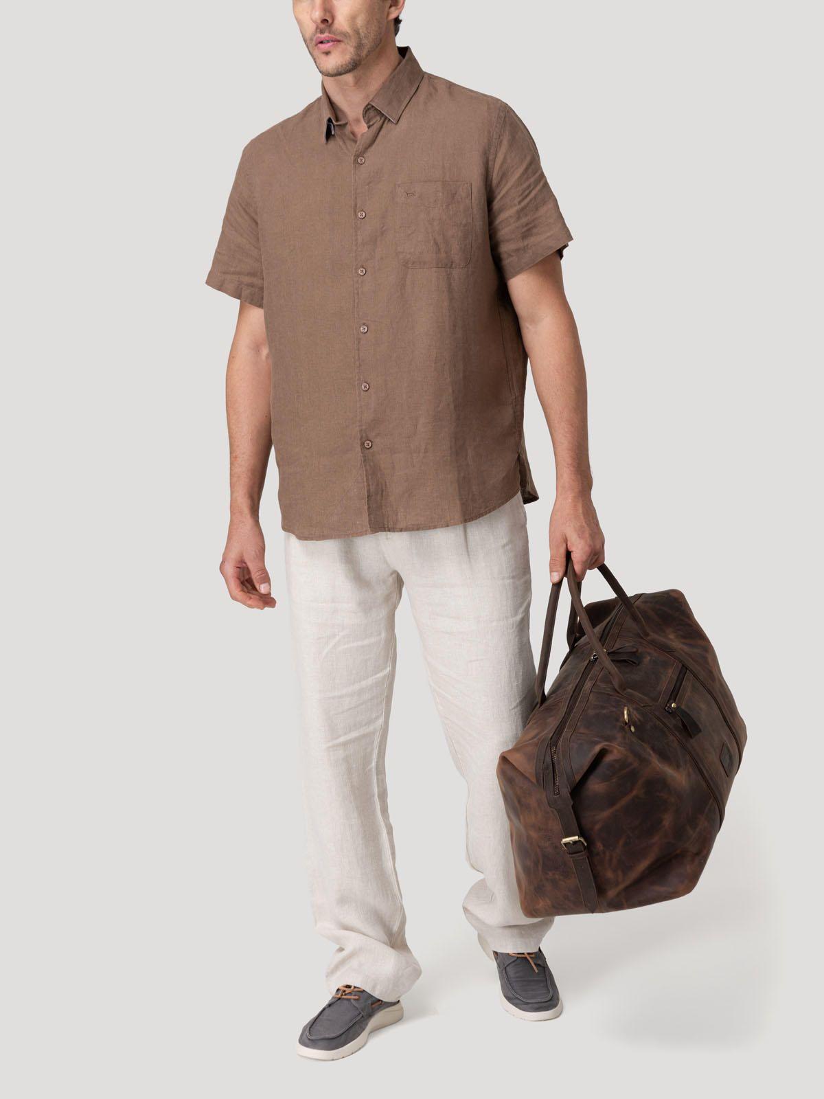 Camisa Lino Orgánico Hombre Linenshort Café-8
