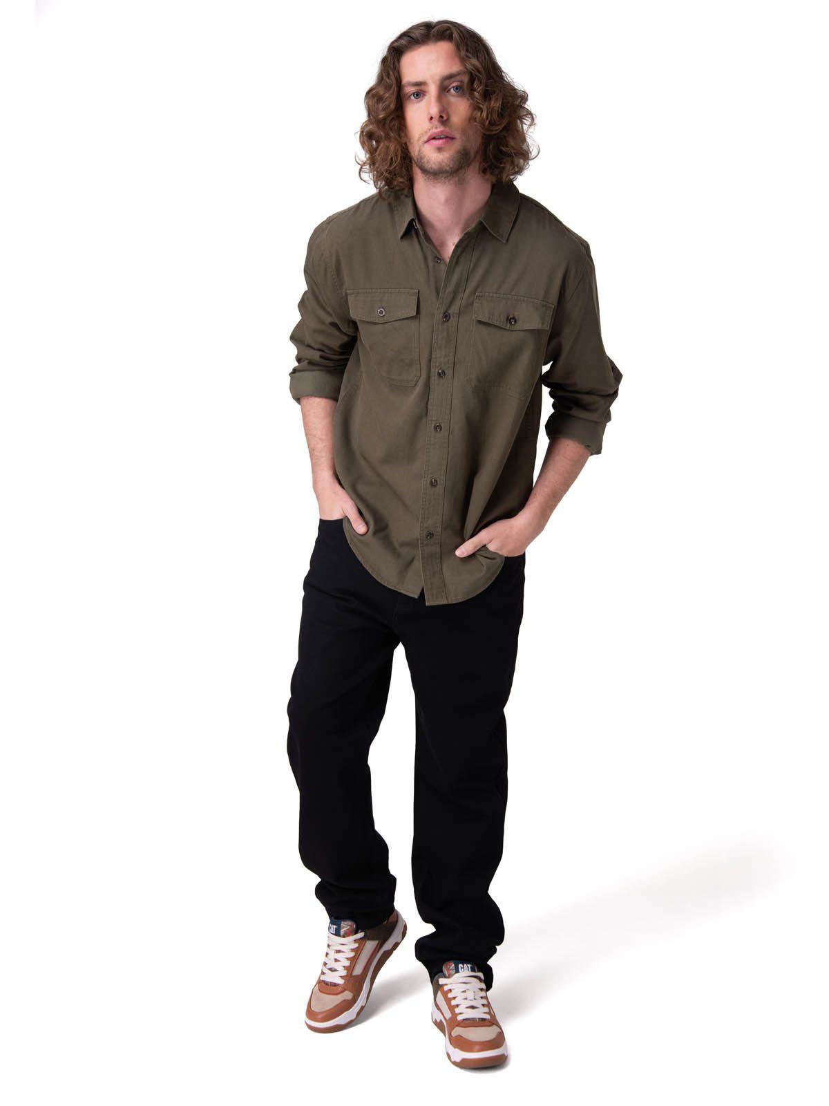 Camisa Manga Larga Tencel Blend Convert Hombre Verde-3