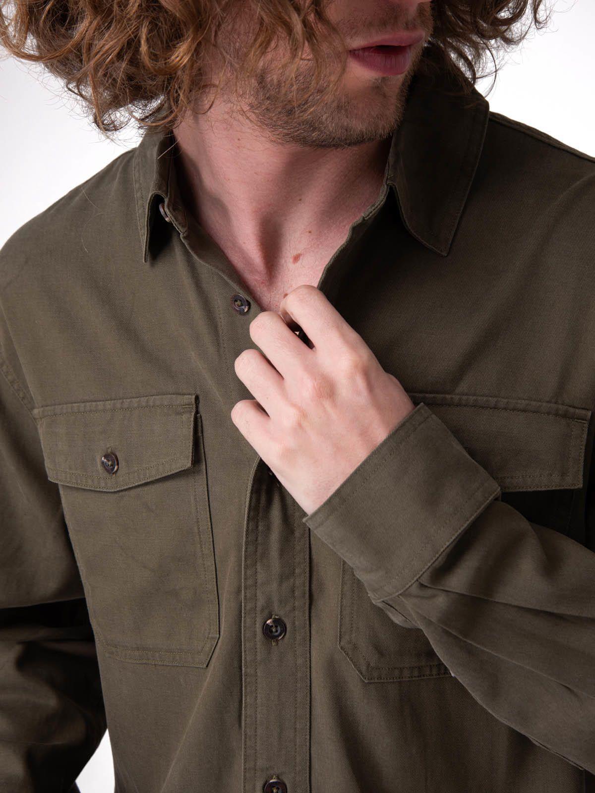 Camisa Manga Larga Tencel Blend Convert Hombre Verde-4