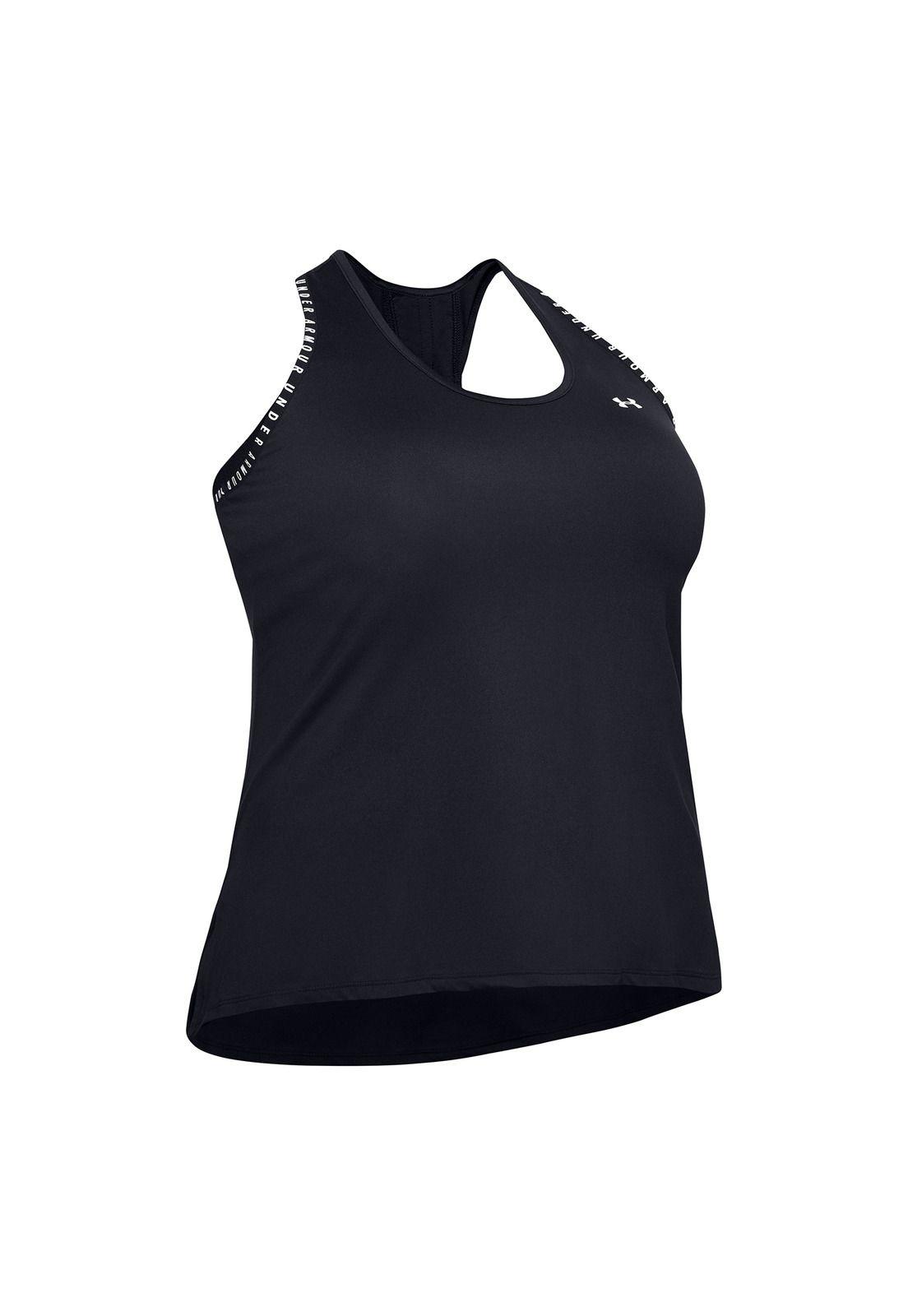 Polera sin mangas UA Knockout mujer Negro-0
