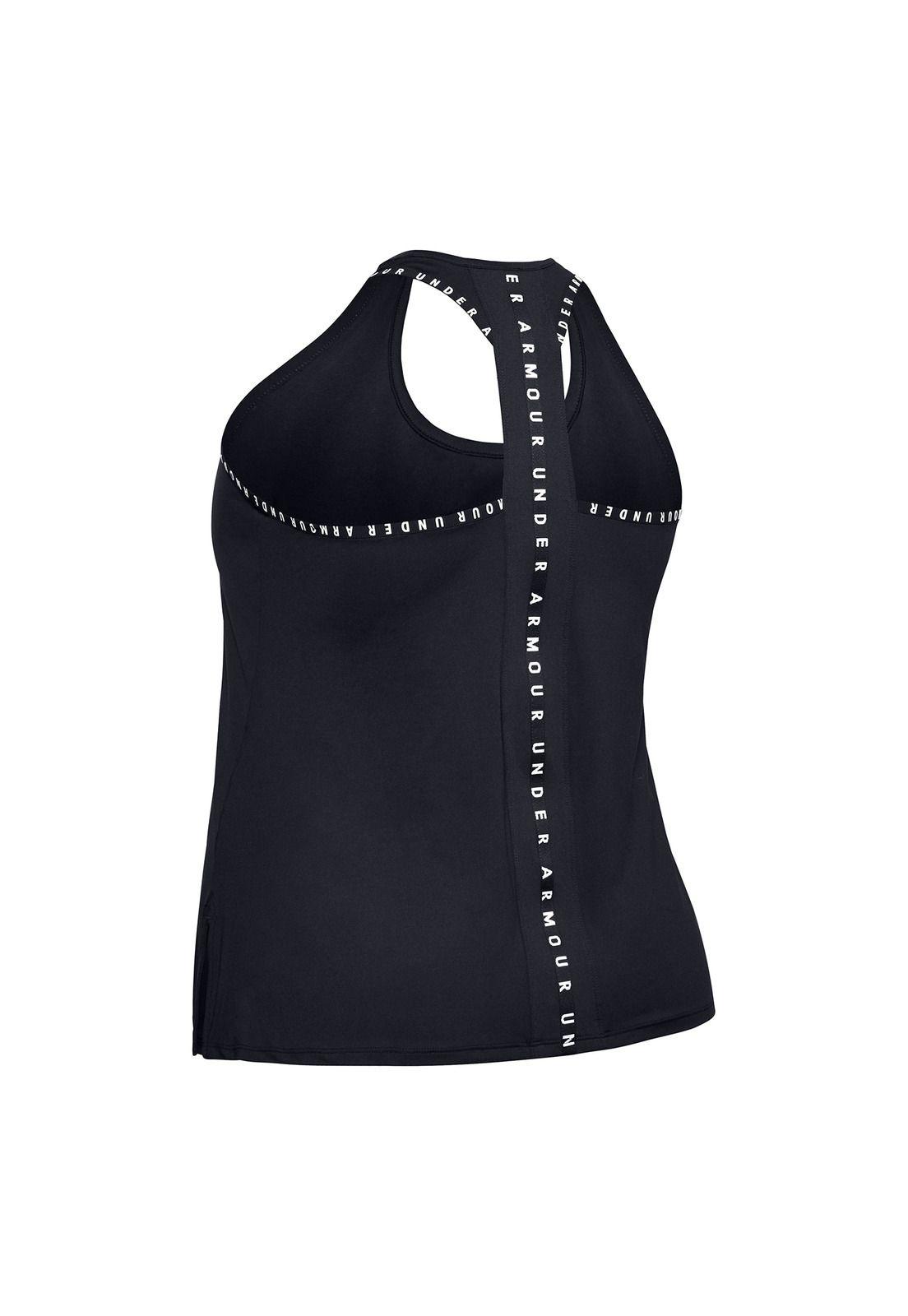 Polera sin mangas UA Knockout mujer Negro-1