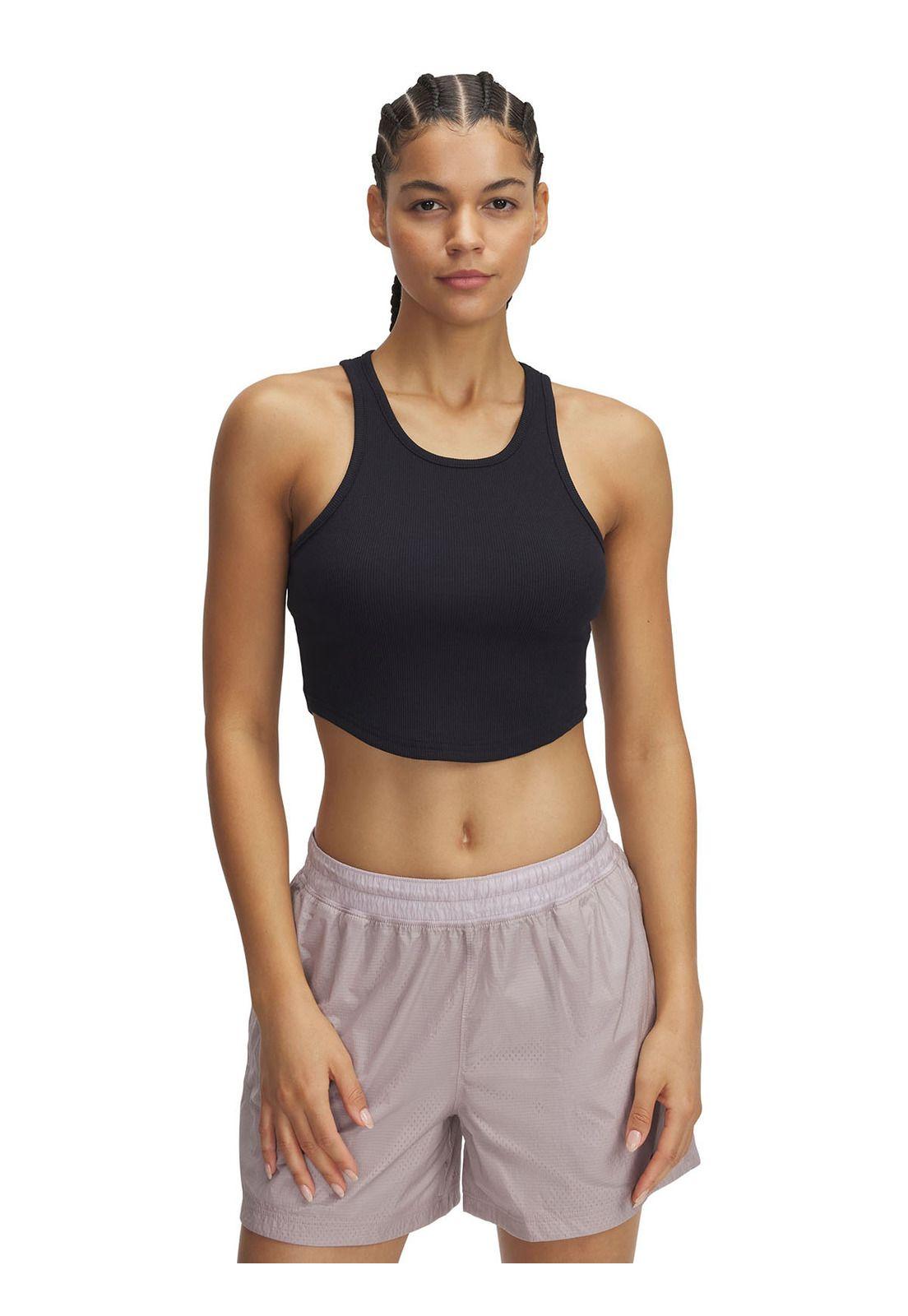 Polera Sin Mangas UA Rival Rib Mujer Negro-0