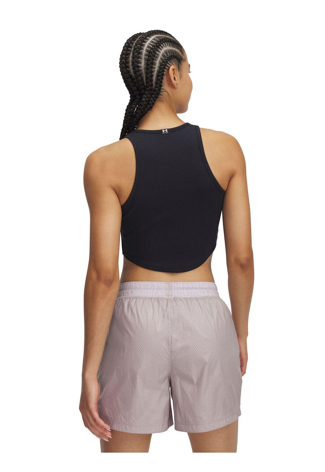 Polera Sin Mangas UA Rival Rib Mujer Negro-1