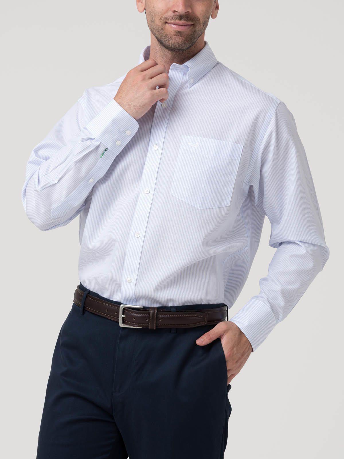 Camisa Cuello Button-Down Hombre Wf Celeste rayas-4