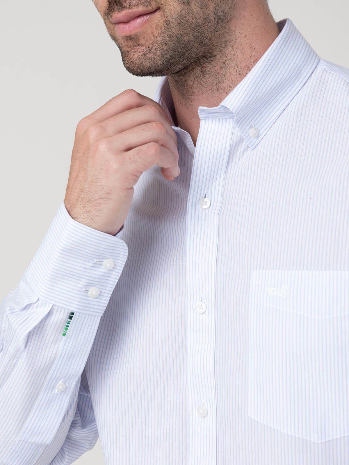 Camisa Cuello Button-Down Hombre Wf Celeste rayas-6