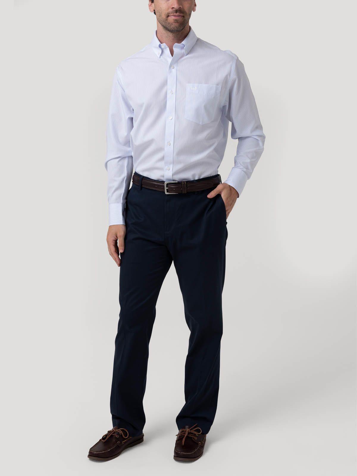 Camisa Cuello Button-Down Hombre Wf Celeste rayas-7