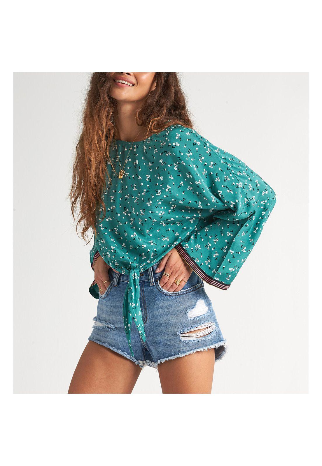 Blusa M/L  Backround Verde Mujer-0