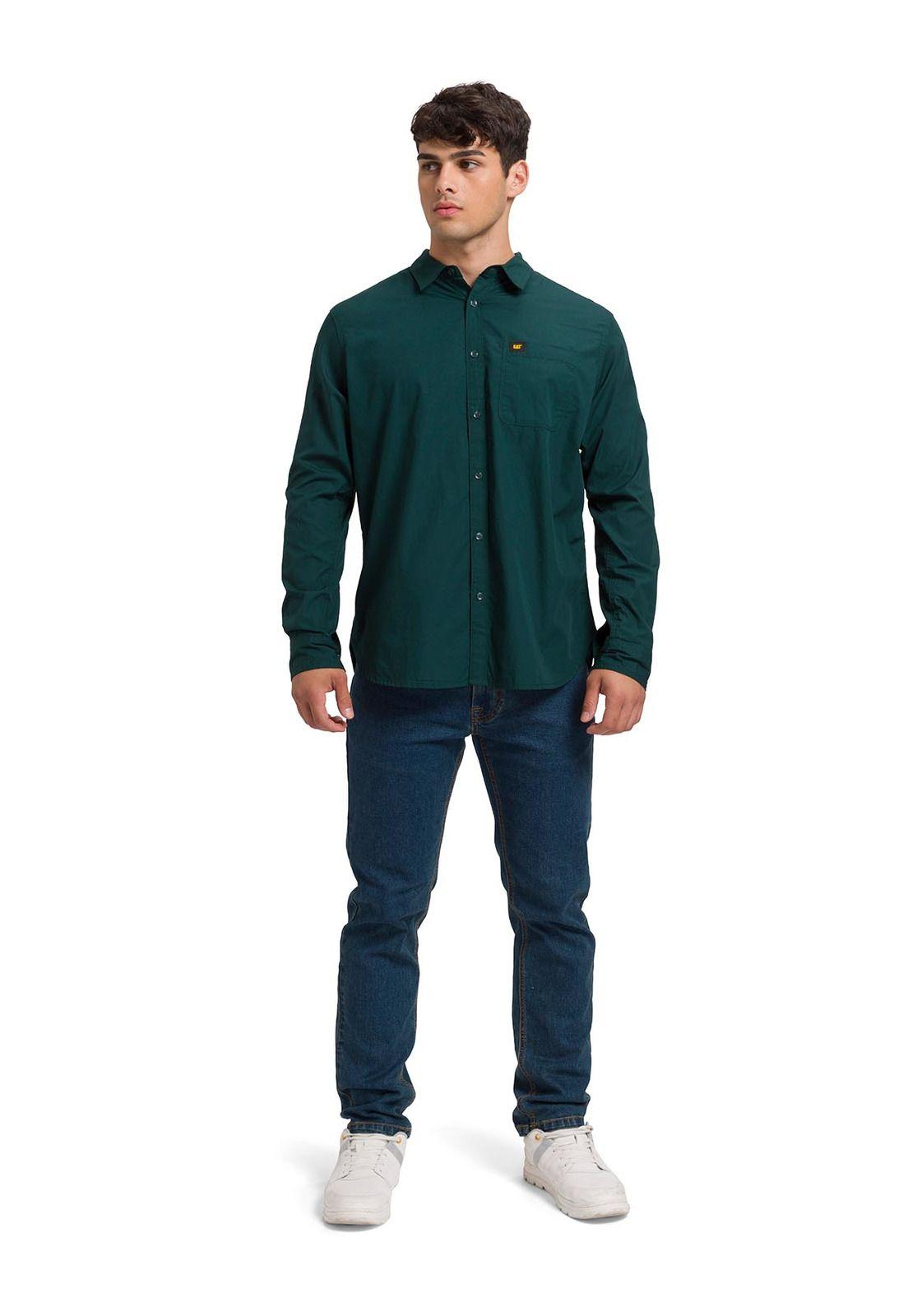 Camisa Manga Larga Casual Fundation Hombre Verde-0