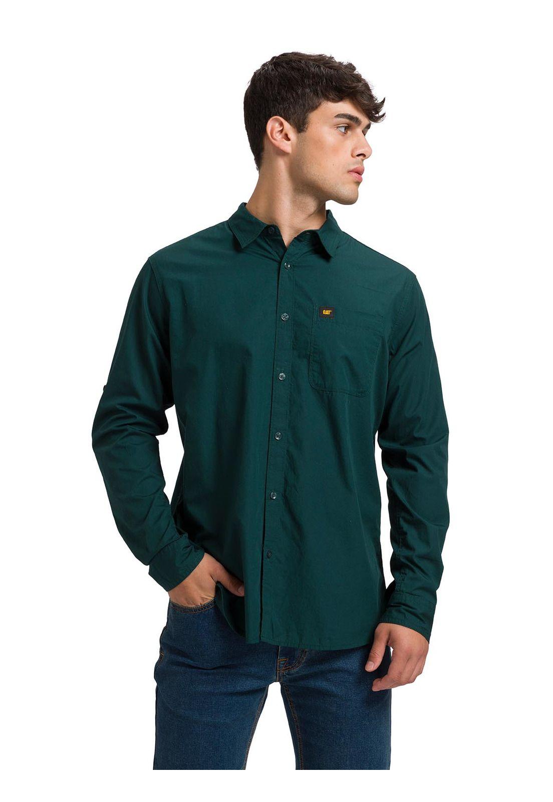 Camisa Manga Larga Casual Fundation Hombre Verde-1