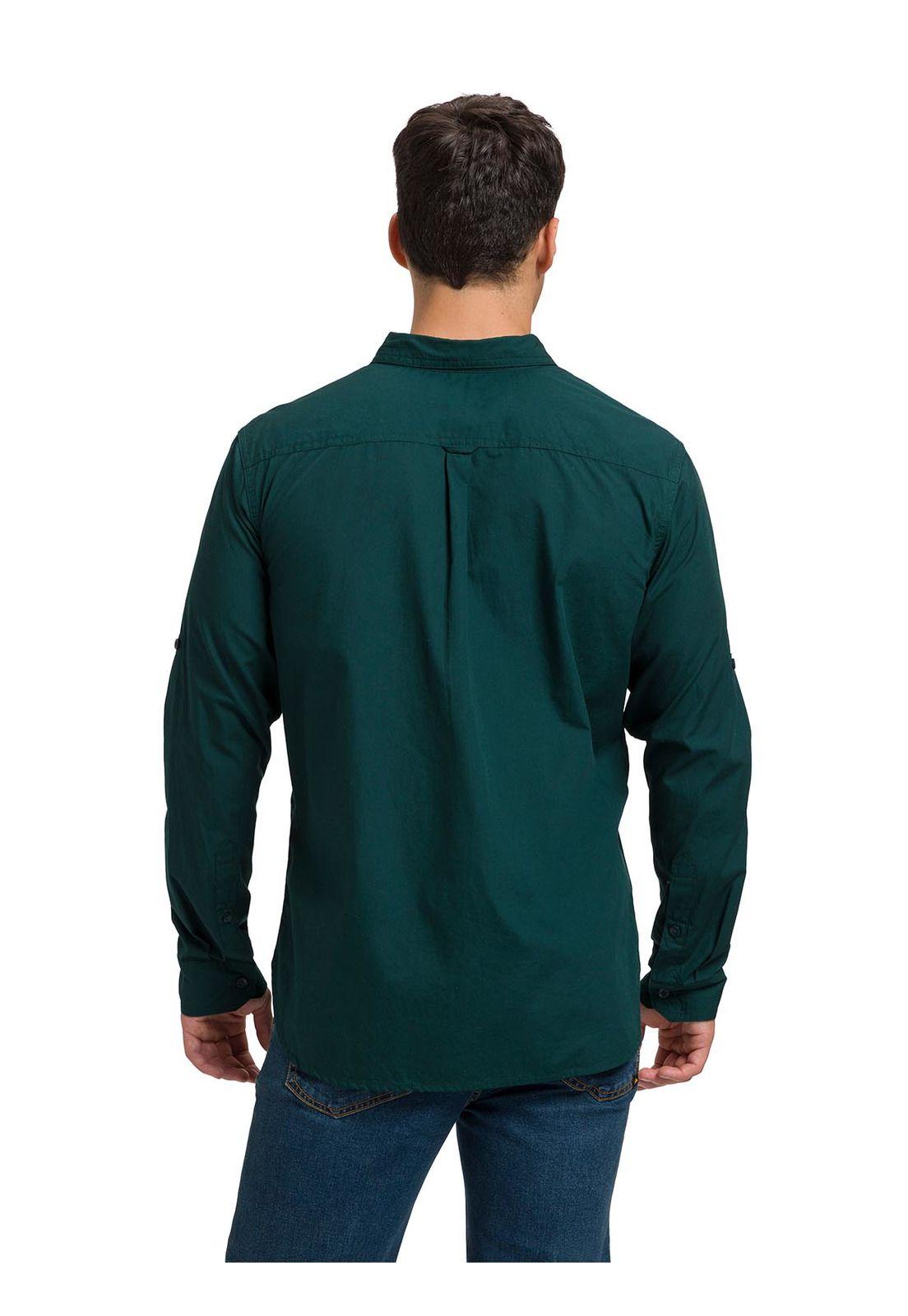 Camisa Manga Larga Casual Fundation Hombre Verde-5