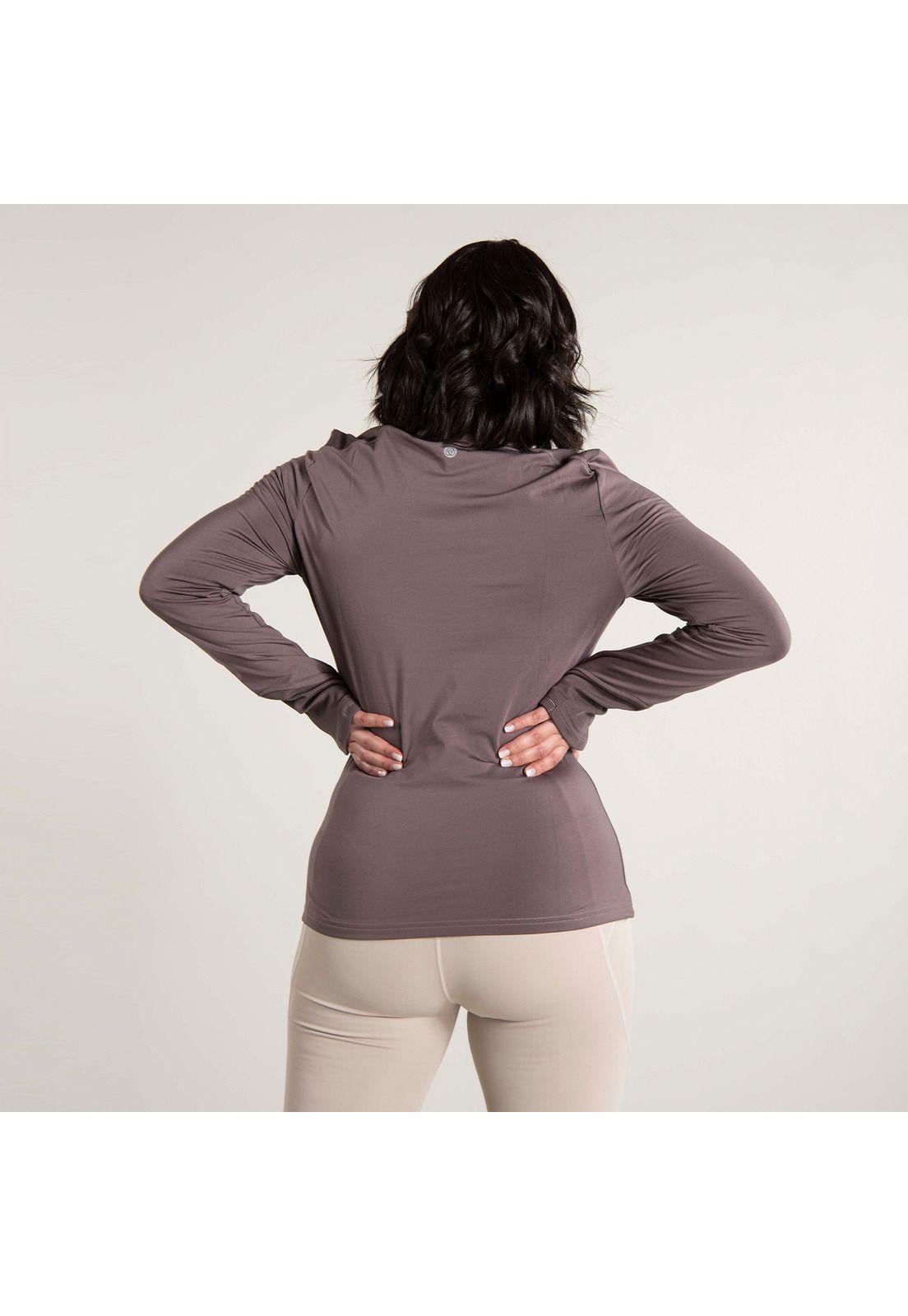 Polera Mujer 1/2 Zip Sweatshirt Café Claro-2