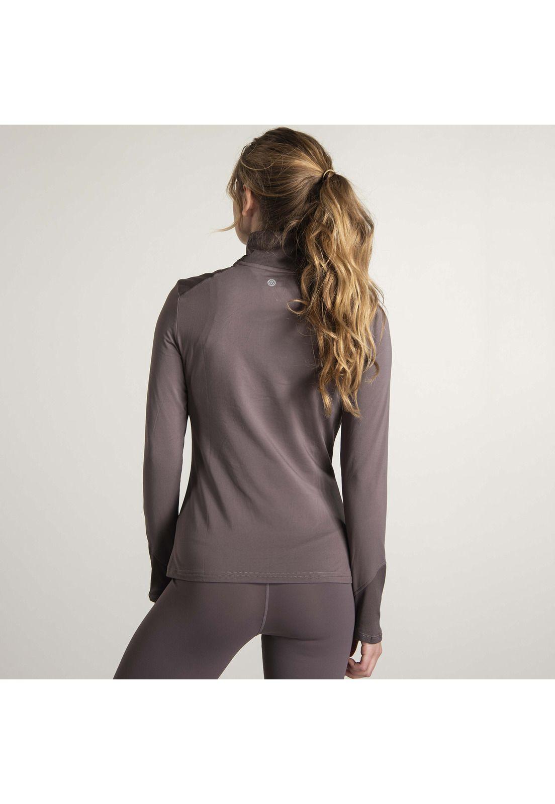Polera Mujer 1/2 Zip Sweatshirt Café Claro-6