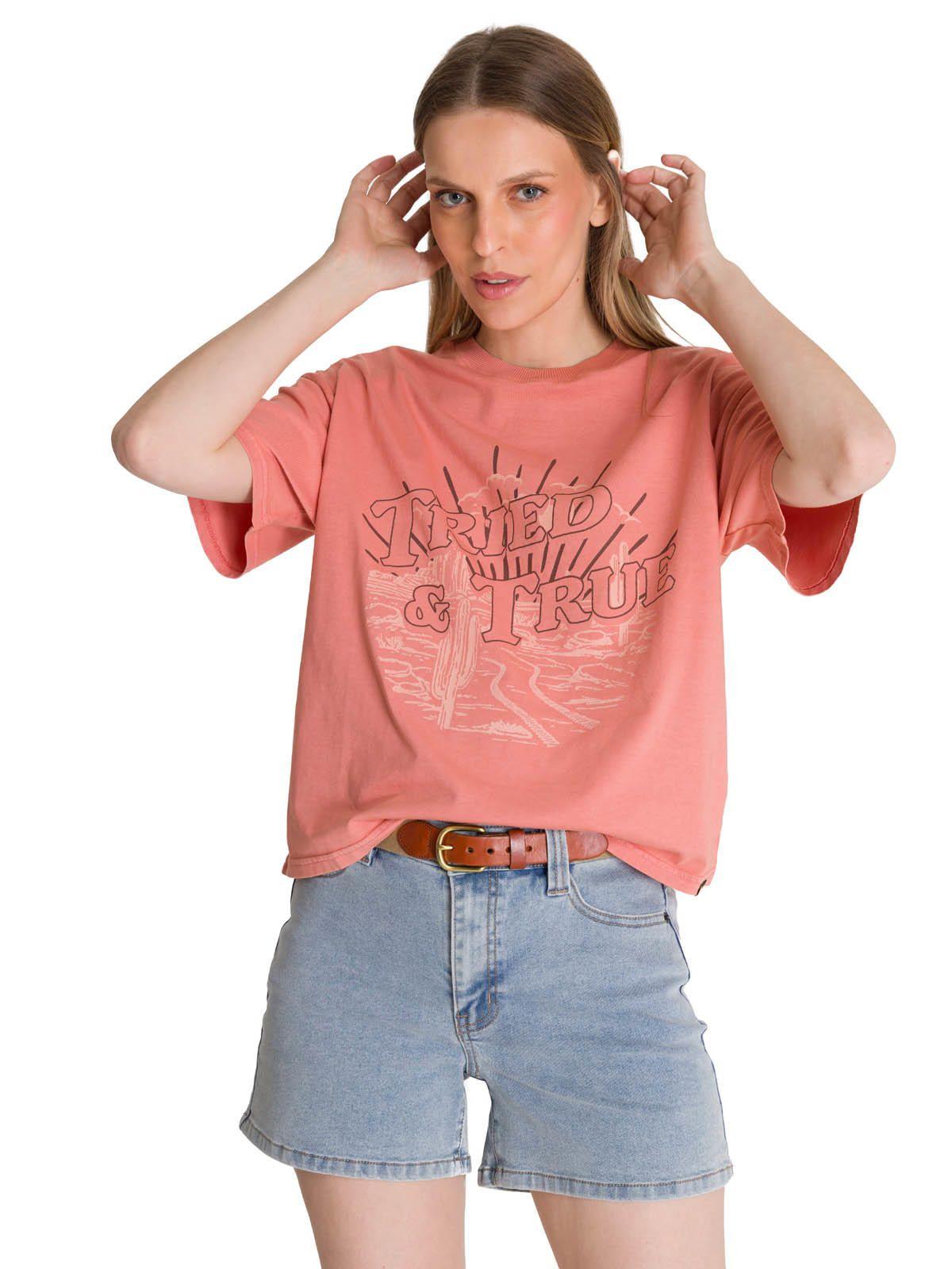 Polera Manga Corta Boxy Mujer Tried and True Rosa-1