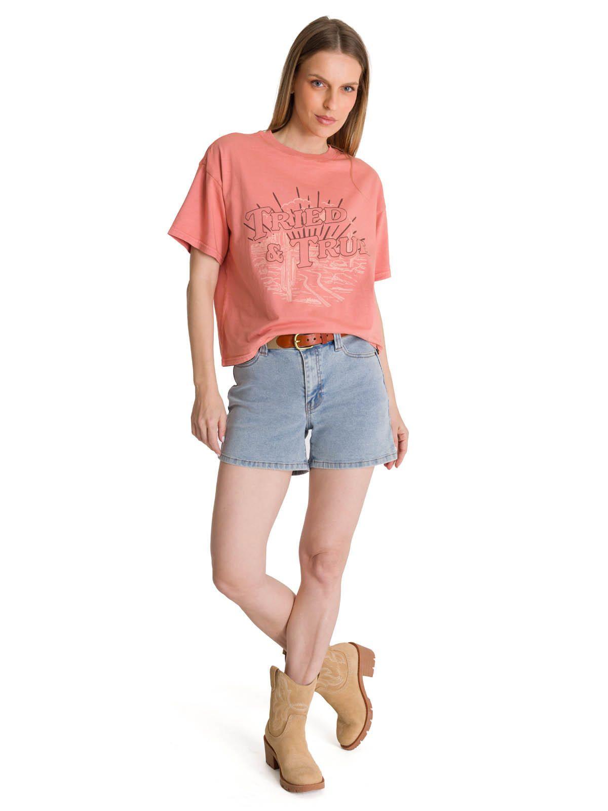 Polera Manga Corta Boxy Mujer Tried and True Rosa-4