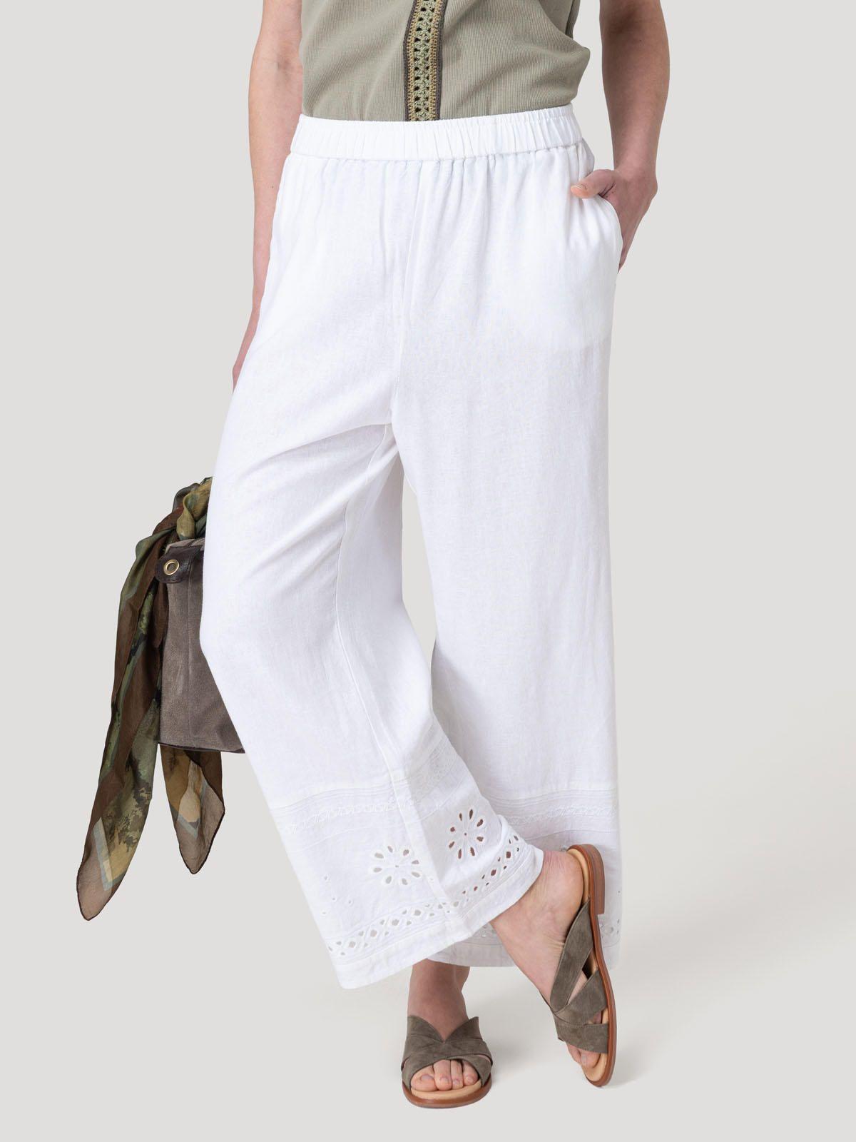 Pantalón Lino Orgánico Mujer Tropia Blanco-4