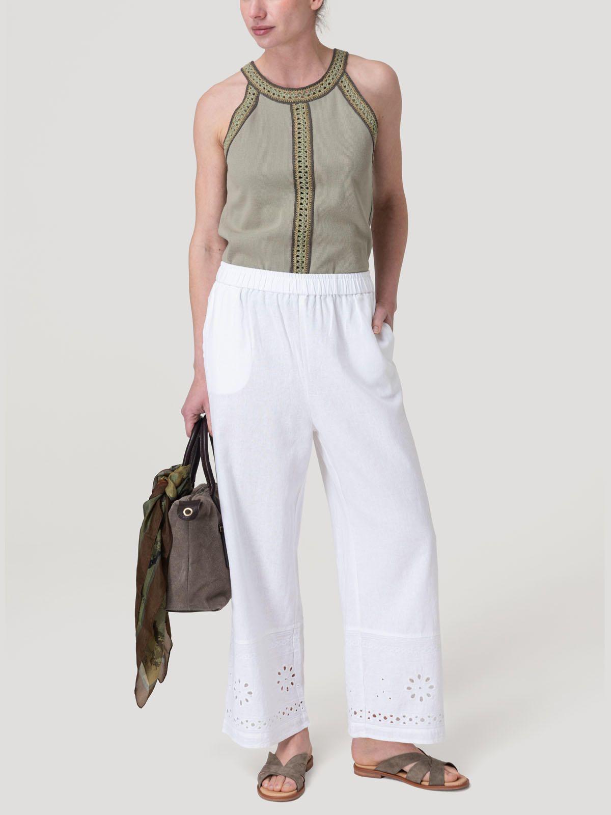 Pantalón Lino Orgánico Mujer Tropia Blanco-8