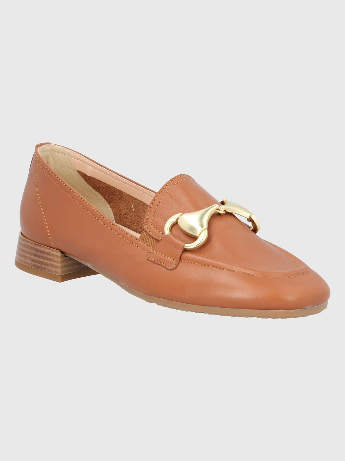 Mocasín Cuero Café Claro Mujer Pasturo -0