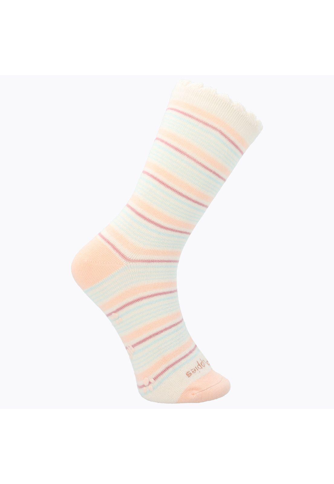 Calcetín Algodón Niña St Rayas Rosado-0