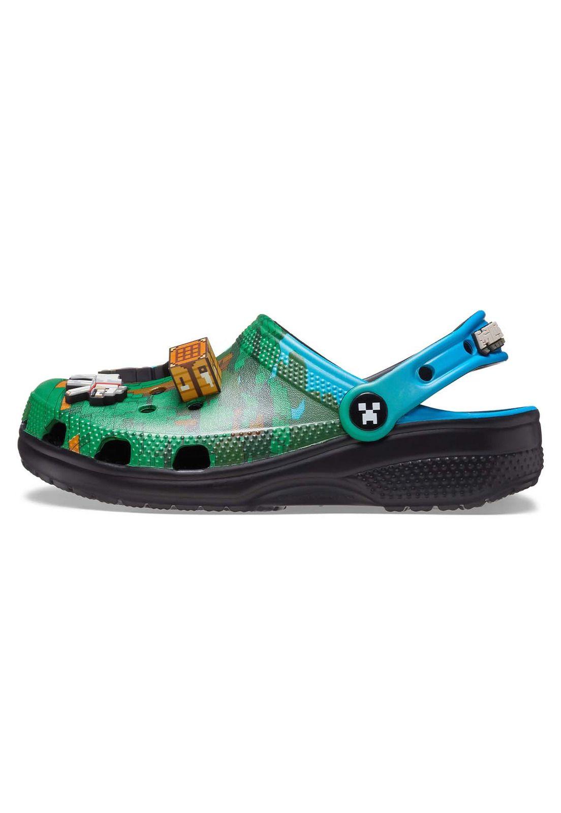 Zueco Crocs Niño Classic Clog K Minecraft Verde Oscuro-1