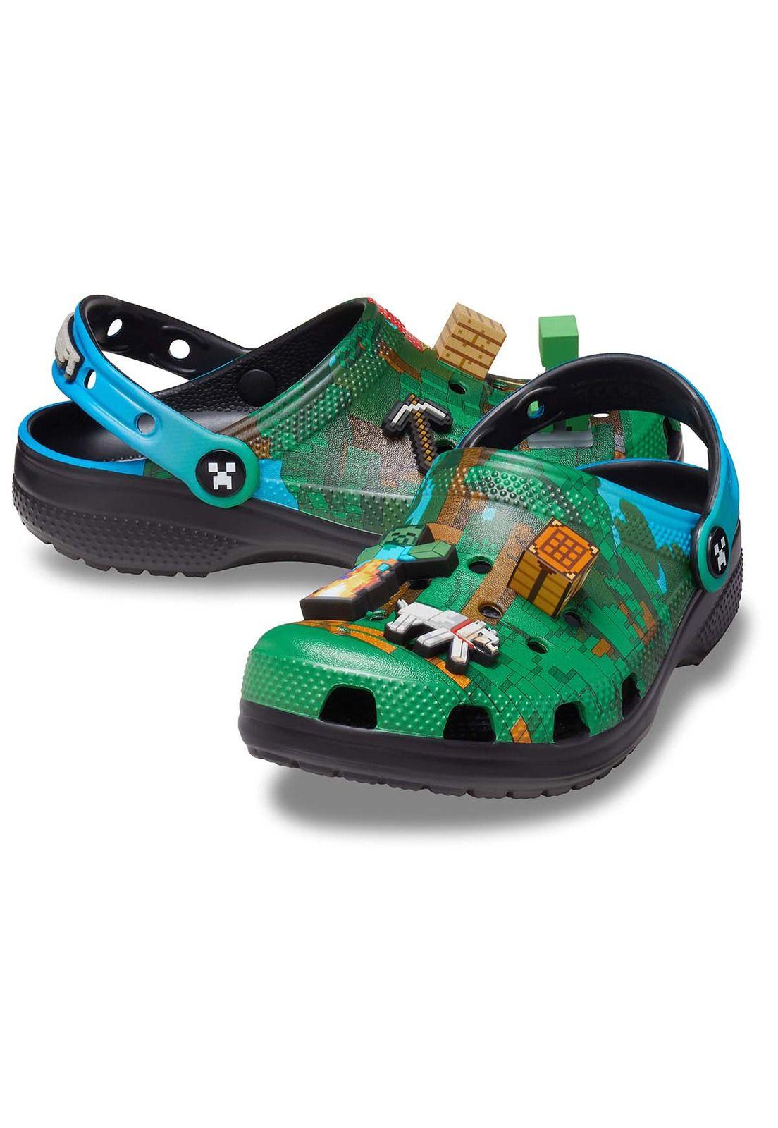 Zueco Crocs Niño Classic Clog K Minecraft Verde Oscuro-3
