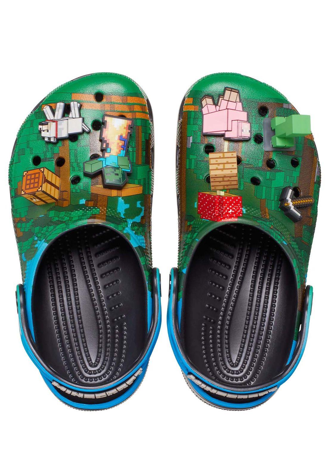 Zueco Crocs Niño Classic Clog K Minecraft Verde Oscuro-4