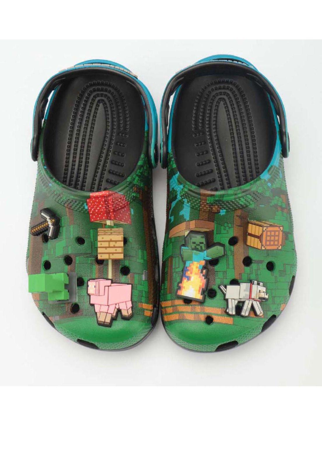 Zueco Crocs Niño Classic Clog K Minecraft Verde Oscuro-8