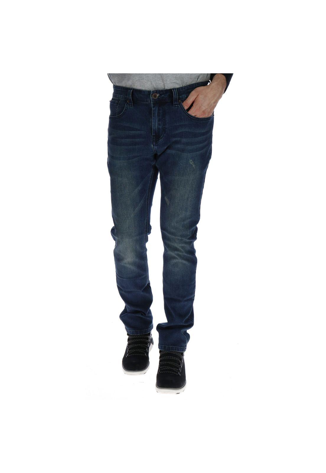 Jeans Hombre Mode Slim Azul Oscuro-0