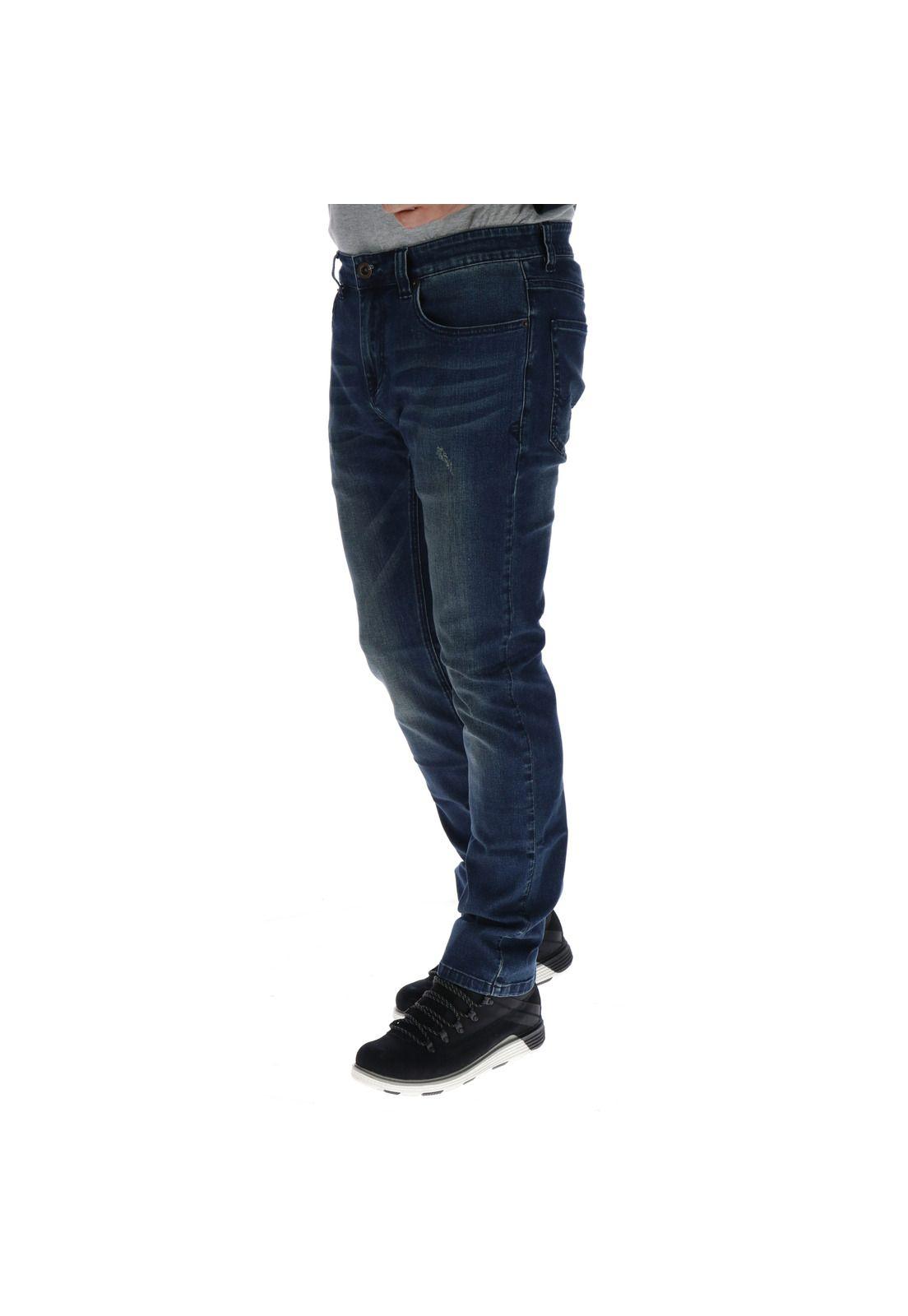 Jeans Hombre Mode Slim Azul Oscuro-1