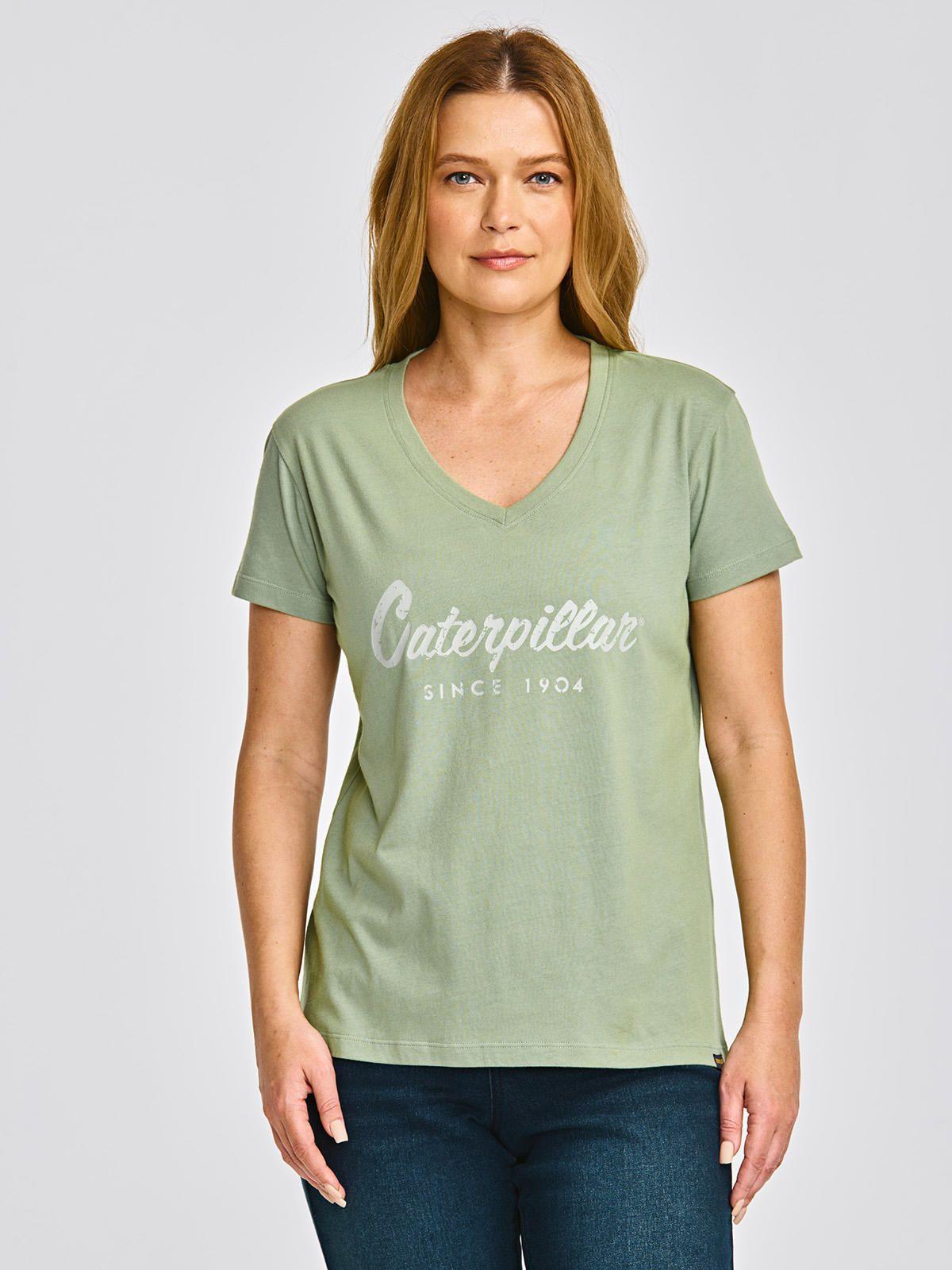Polera cuello en V Manga Corta Mujer Verde-0