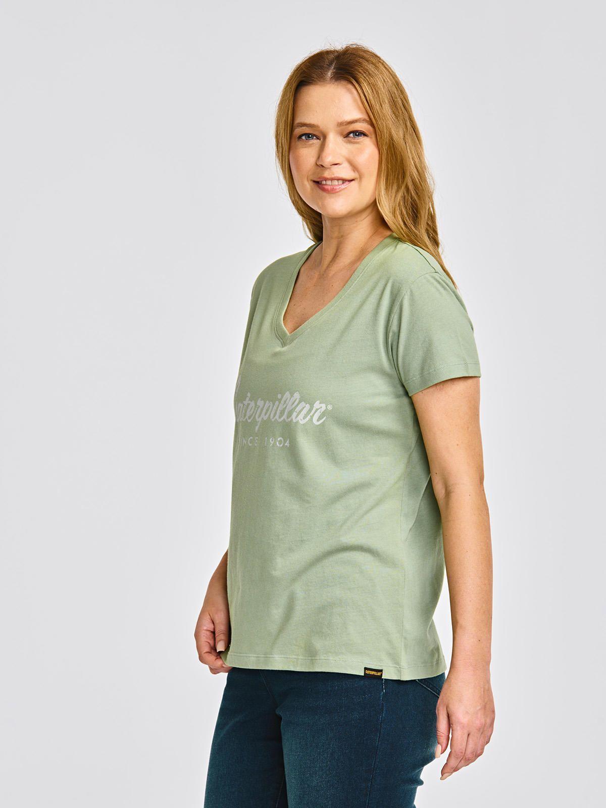 Polera cuello en V Manga Corta Mujer Verde-1