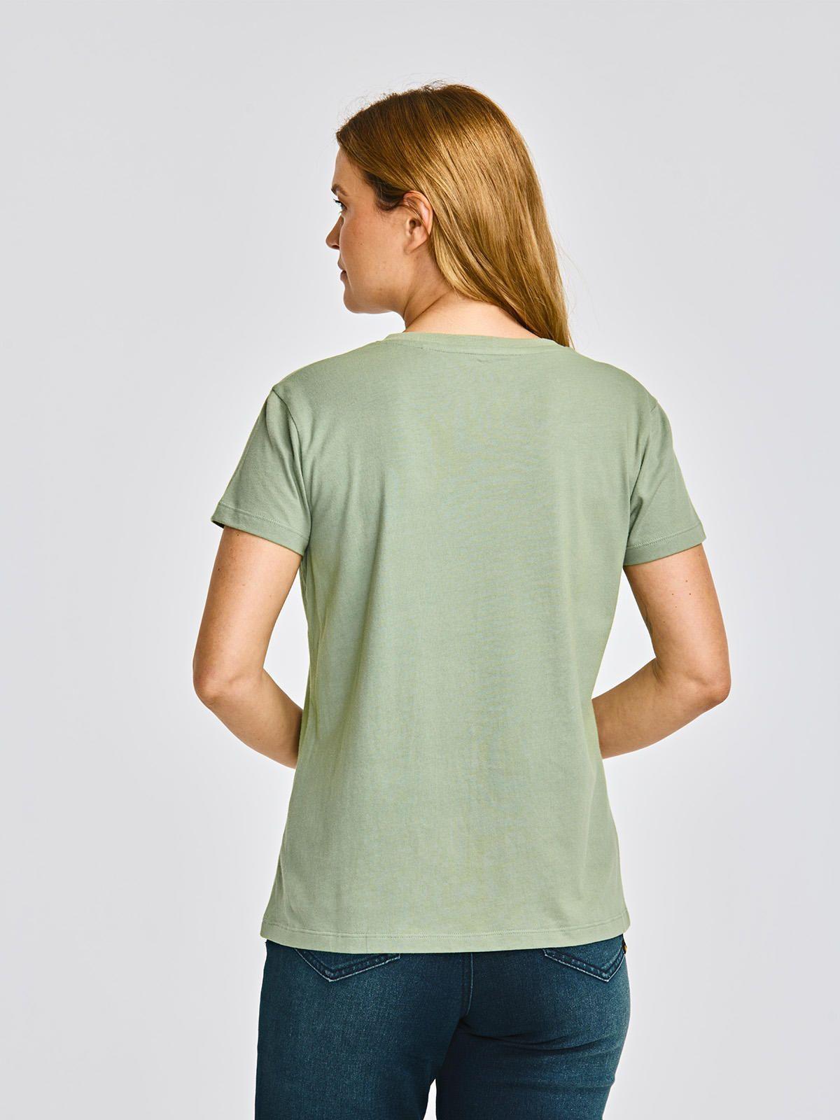 Polera cuello en V Manga Corta Mujer Verde-3